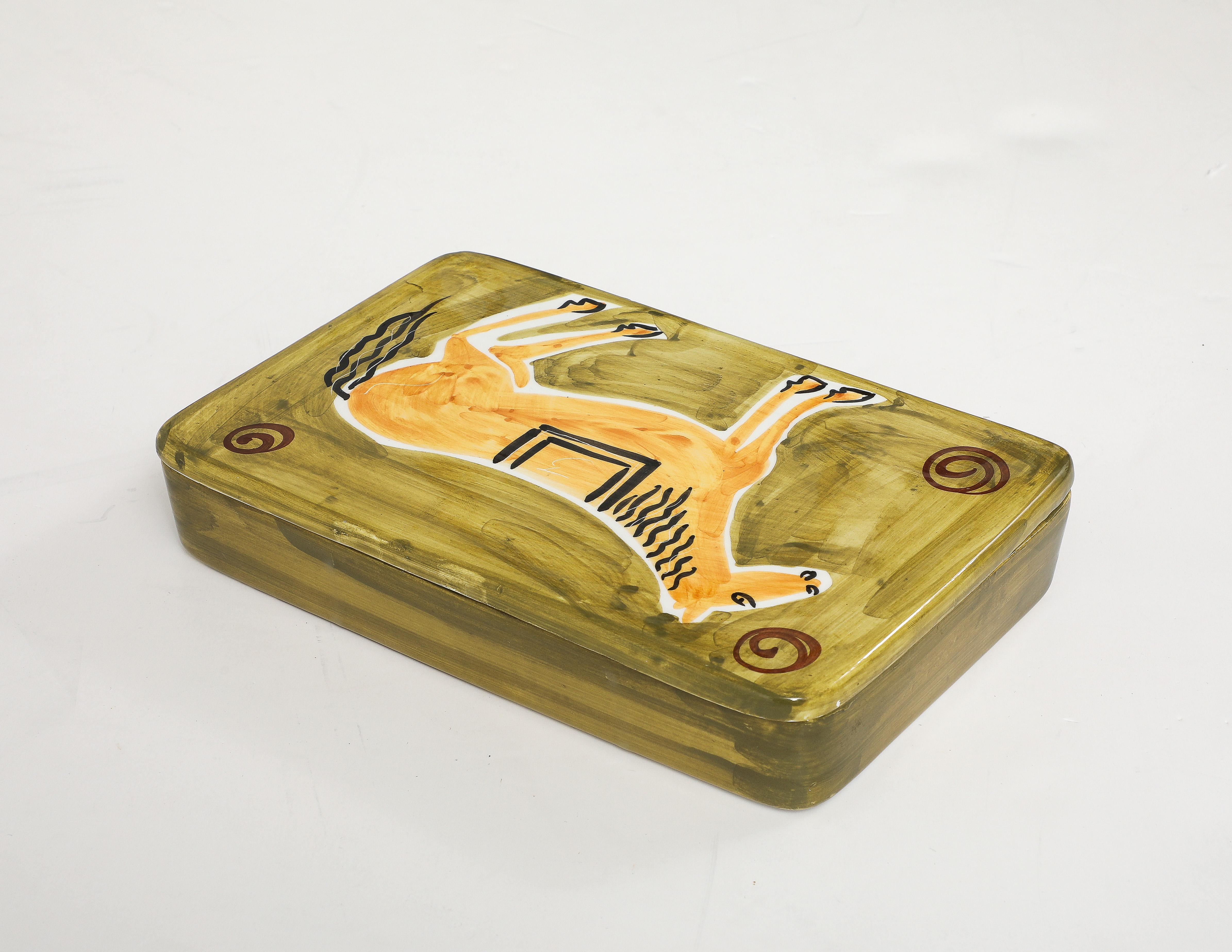 Caballo Caja de porcelana decorada a mano en Bueno estado para la venta en New York, NY