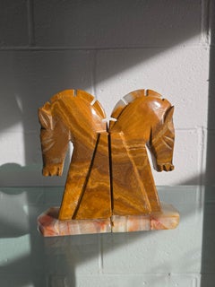 Horse Head Alabaster Onyx Marble Stone Bookends