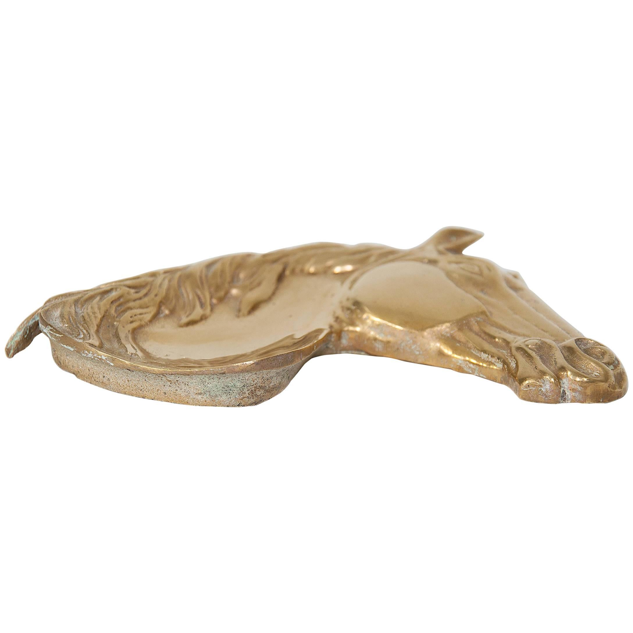 Horse Head Brass Ashtray For Sale