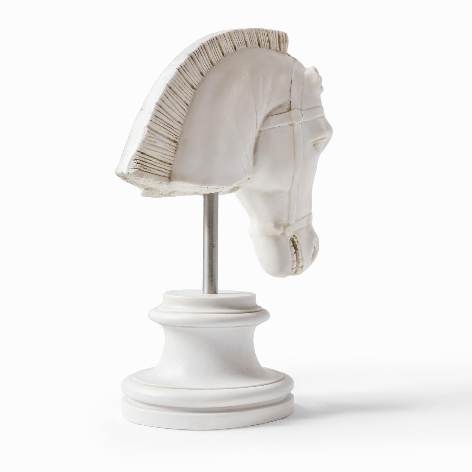 Classical Greek Horse Head Bust Statue Made with Compressed Marble Powder / Istanbul Museum