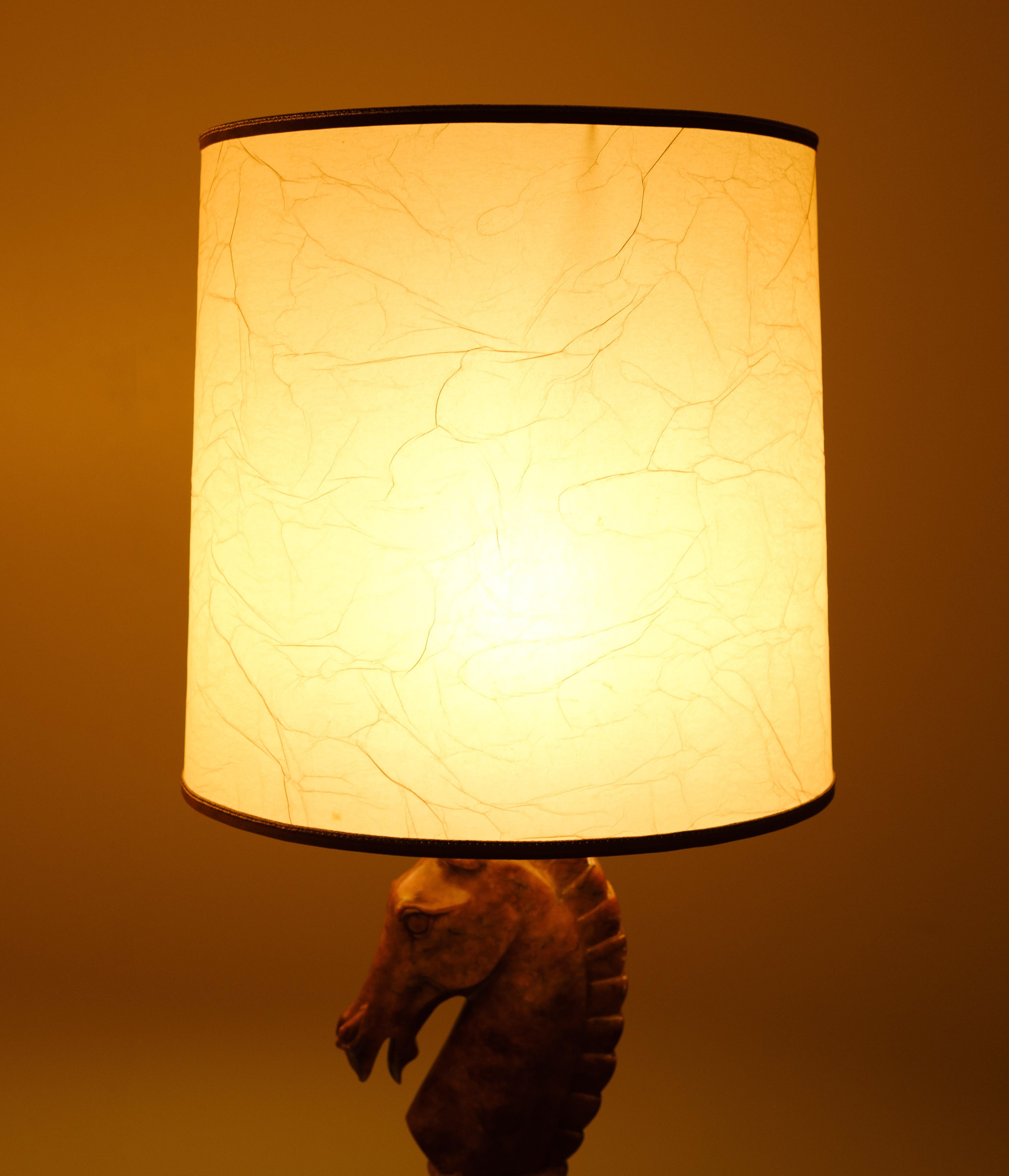 Large Horse Head Chess Knights Carved Alabaster Lamps Italy 1960s For Sale 6