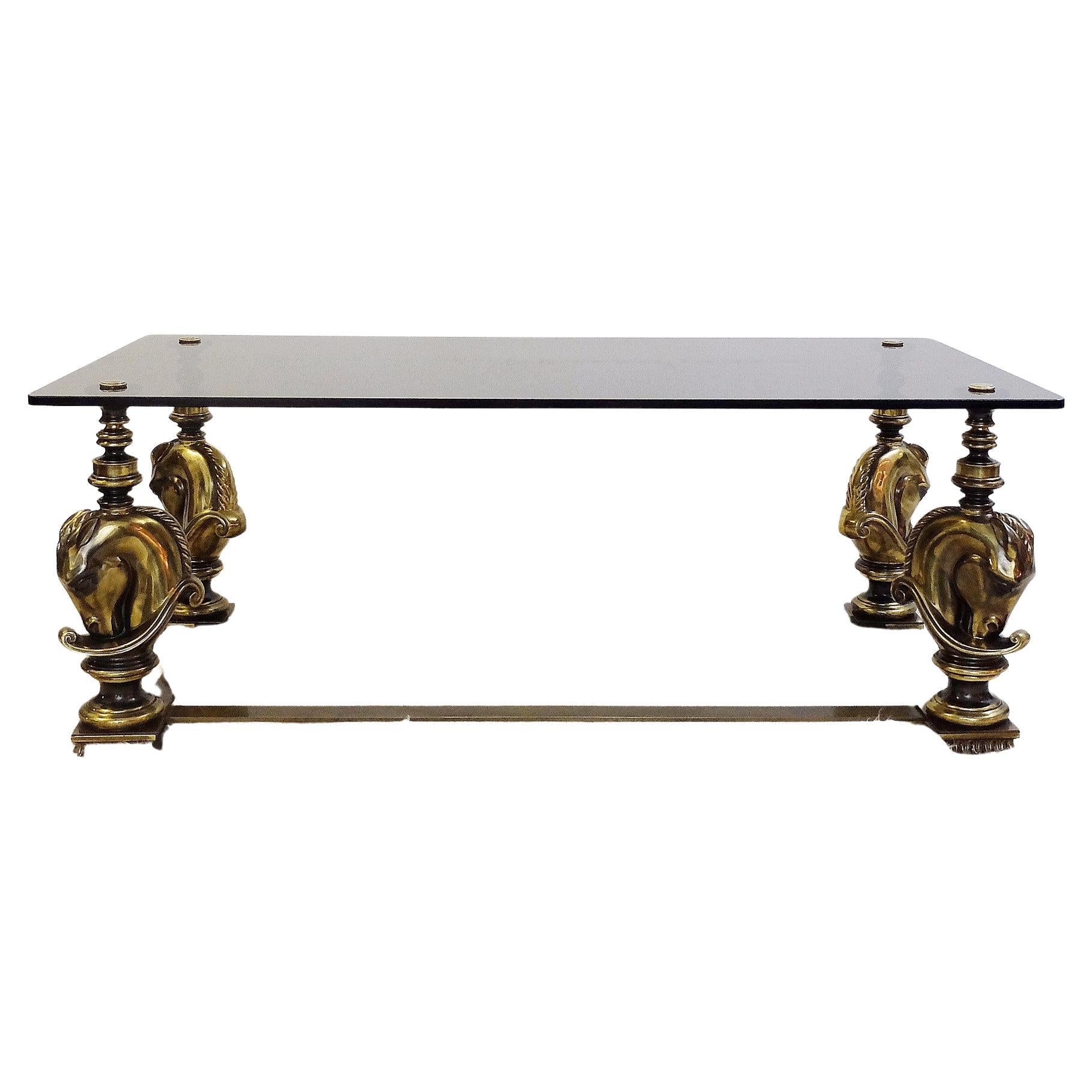 Bronze Frame Glass Top Coffee Table by Maison Charles at 1stDibs