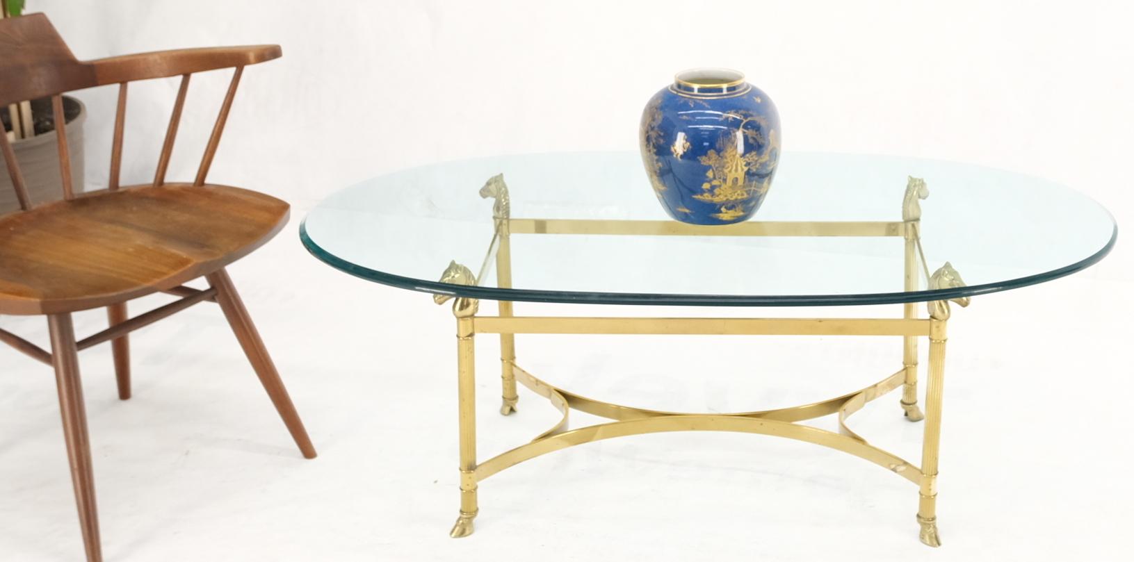 vintage brass and glass oval coffee table