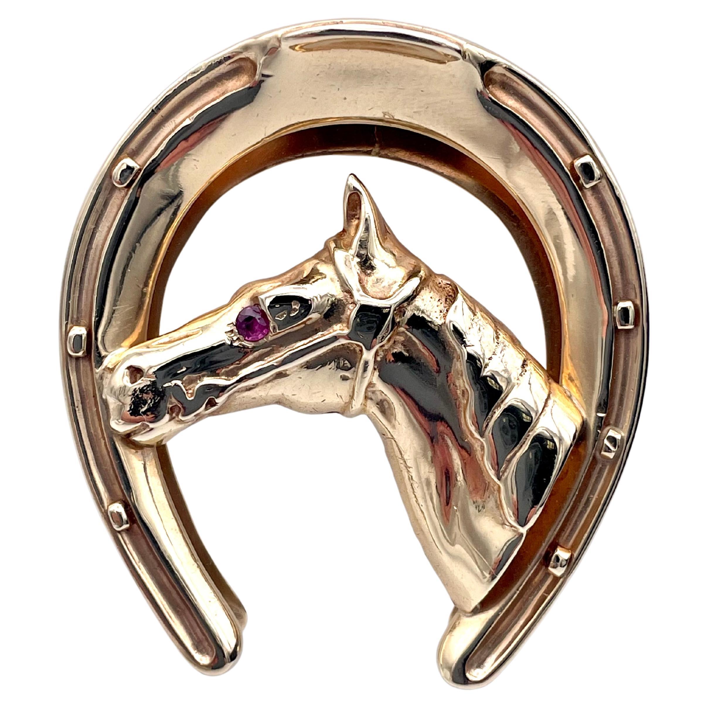 Horse Head Horse Shoe Gold Money Clip