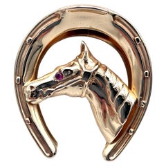 Vintage Horse Head Horse Shoe Gold Money Clip