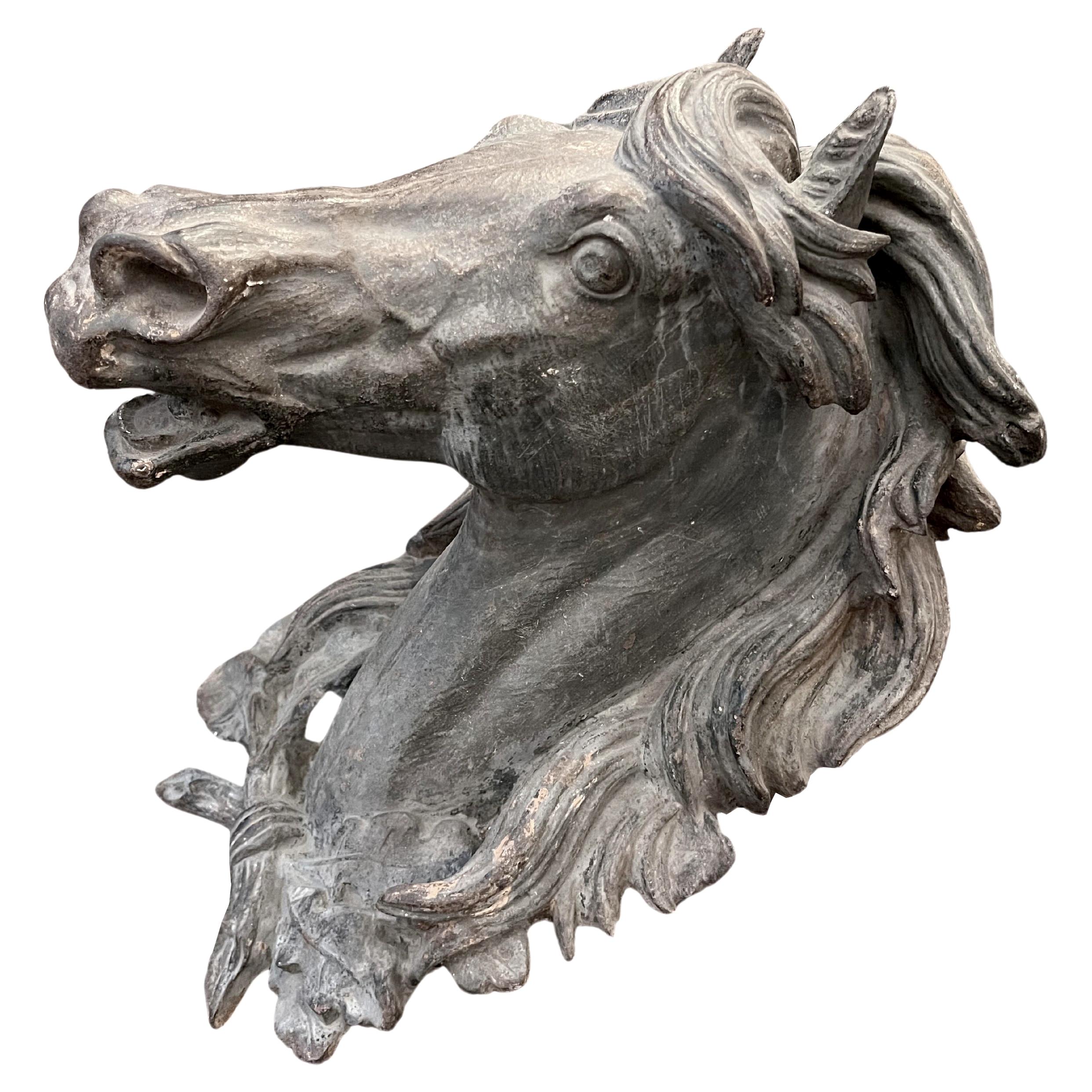 Horse head in cast iron, France middle of the XIXth century 3