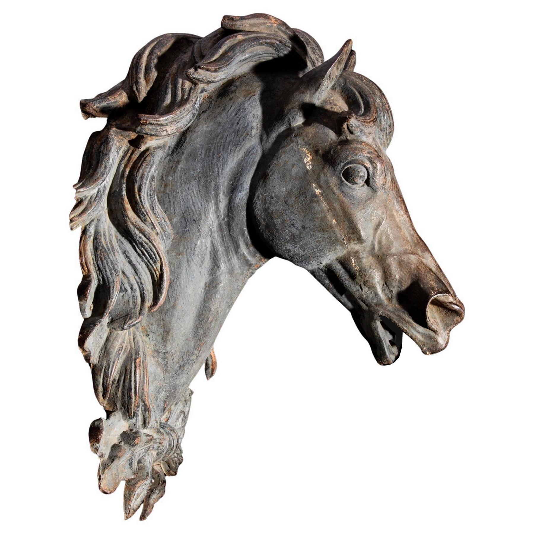 Napoleon III Horse head in cast iron, France middle of the XIXth century