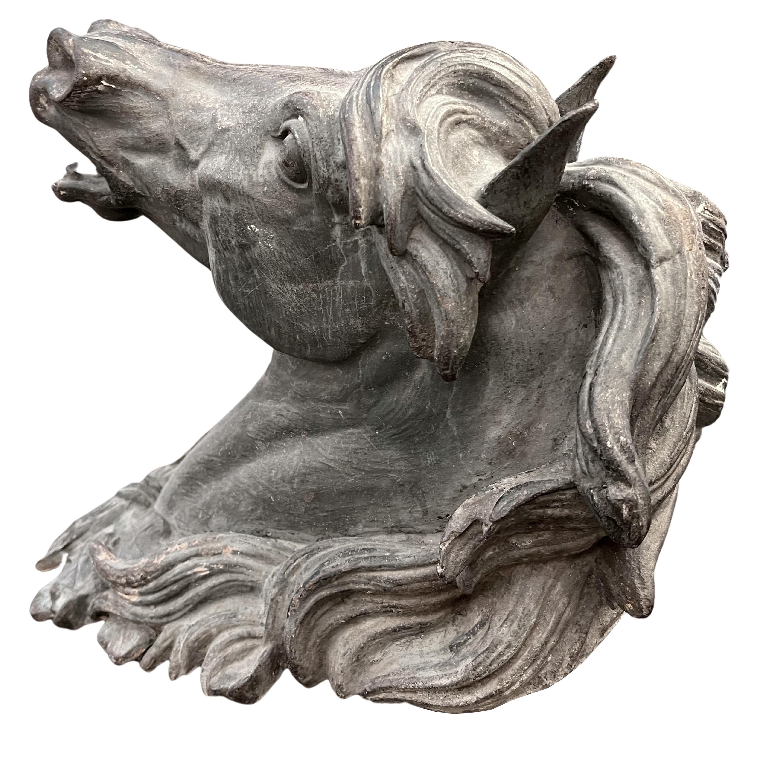 Mid-19th Century Horse head in cast iron, France middle of the XIXth century