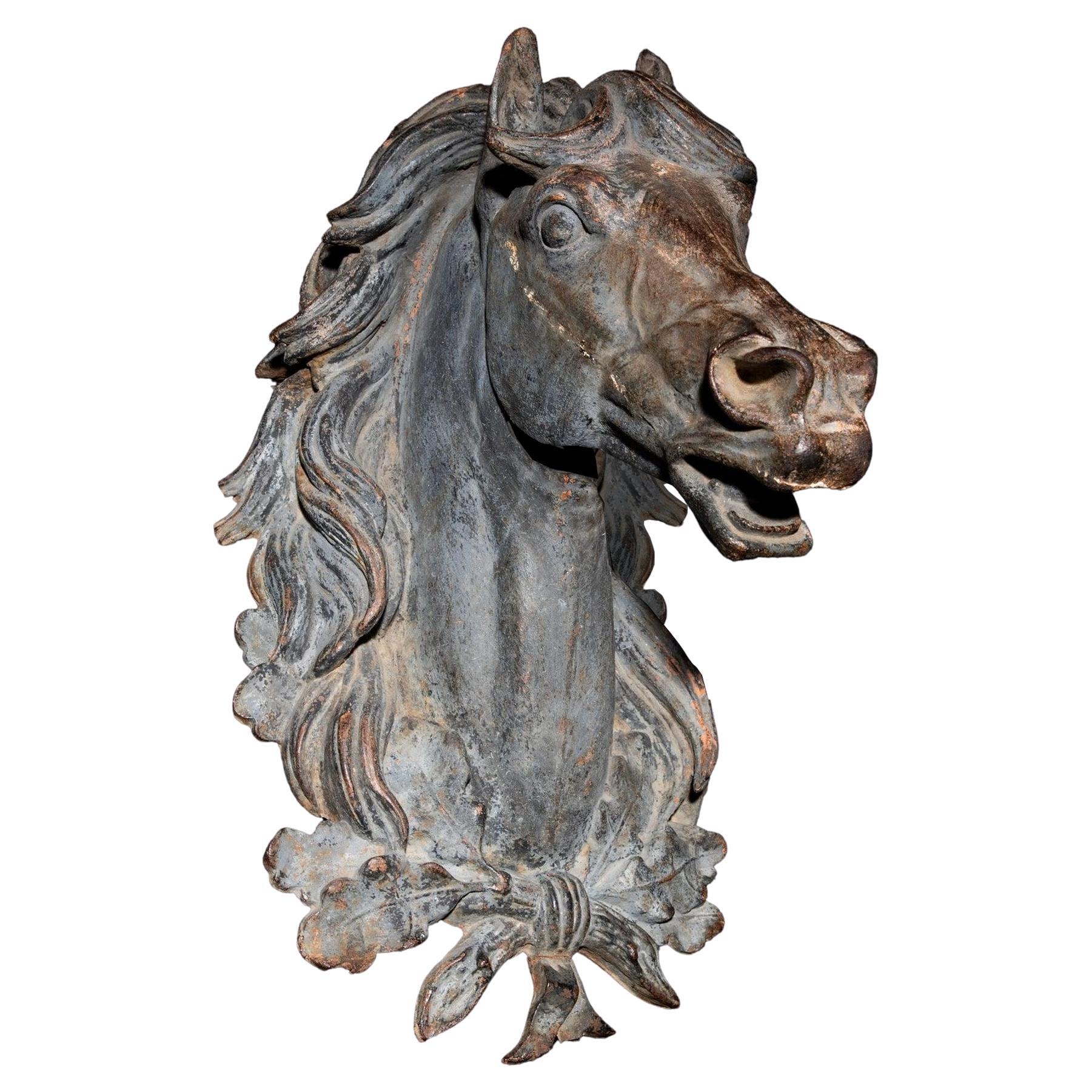 Horse head in cast iron, France middle of the XIXth century