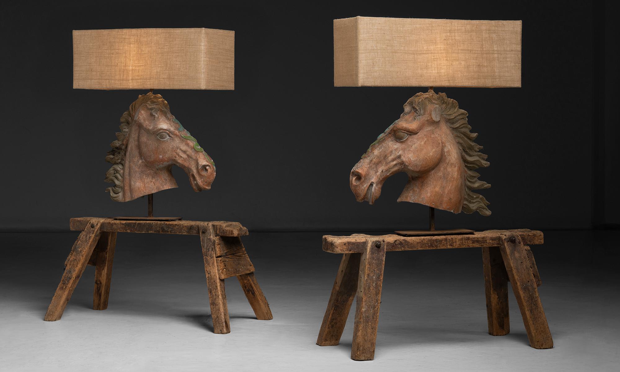 Pferdekopf-Lampen, Frankreich um 1960 (Französisch) im Angebot