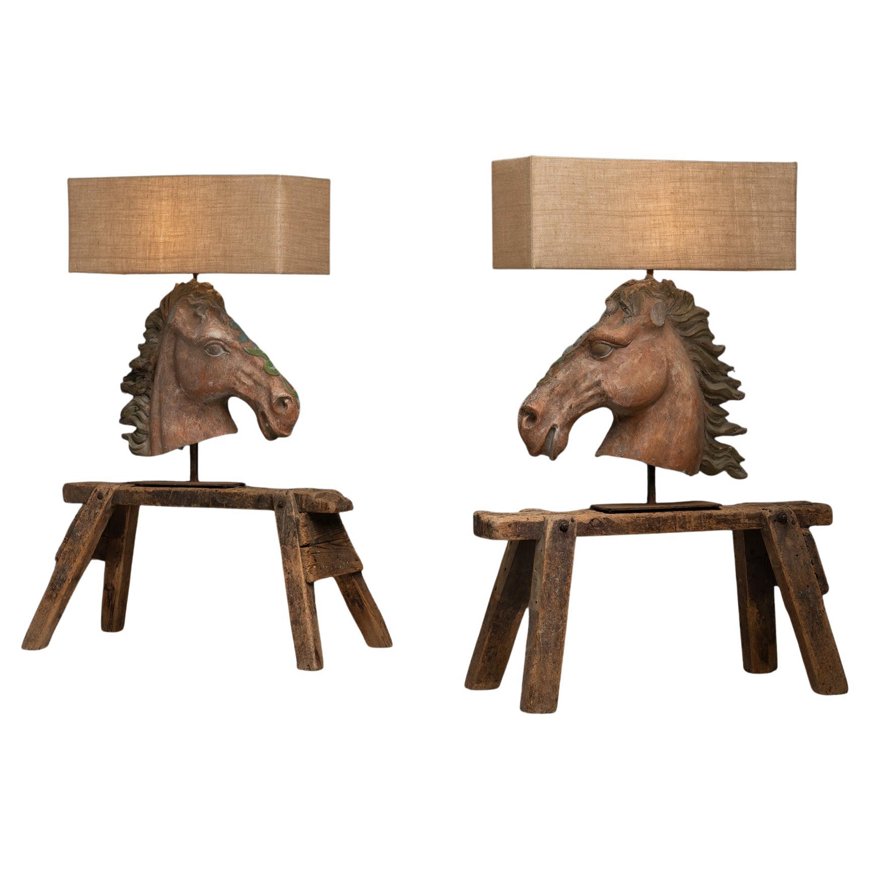 Pferdekopf-Lampen, Frankreich um 1960 im Angebot