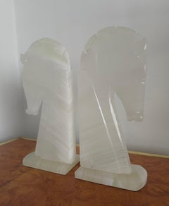 Horse Head Marble Bookends