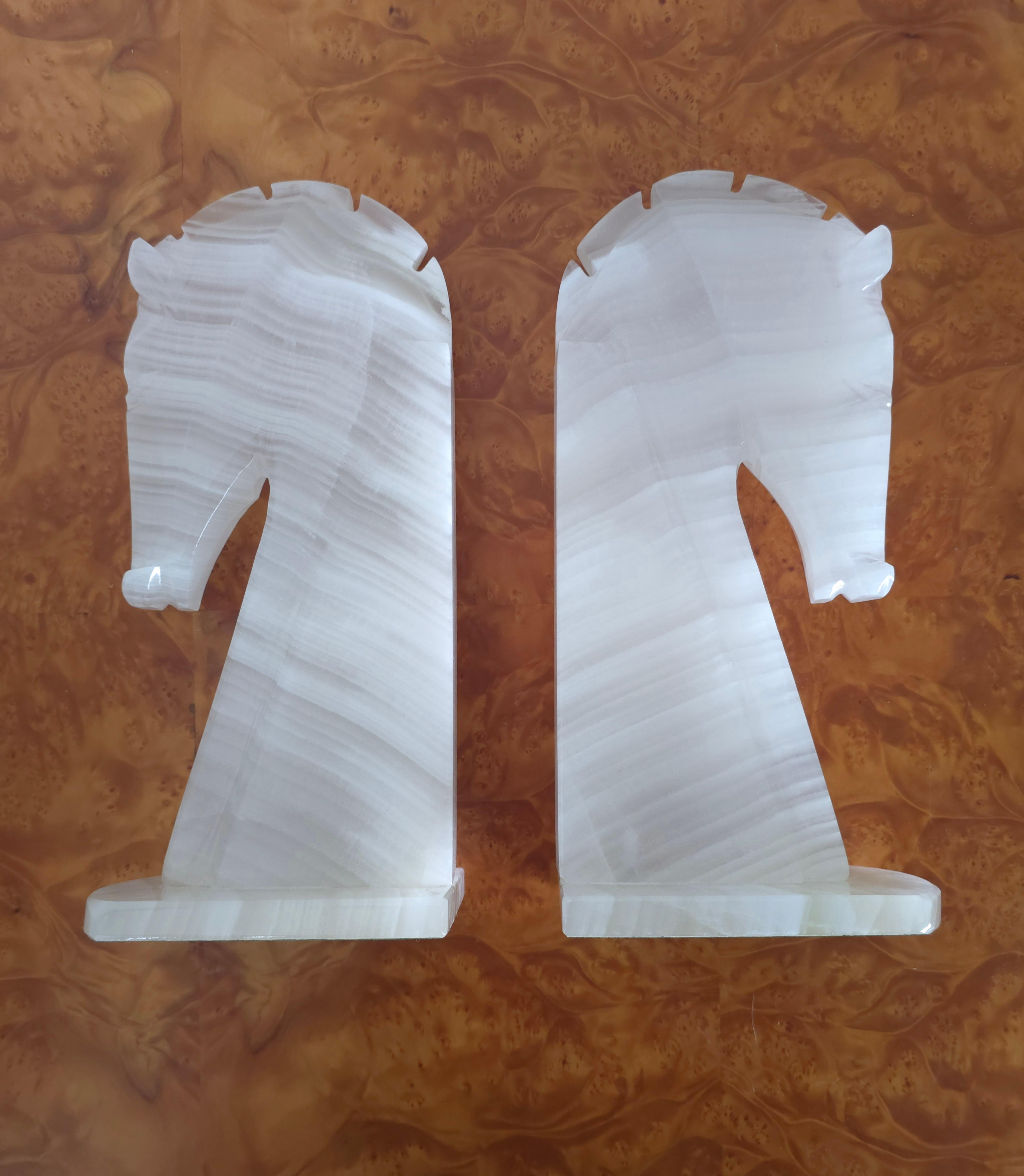 Mid-Century Modern Horse Head Marble Bookends