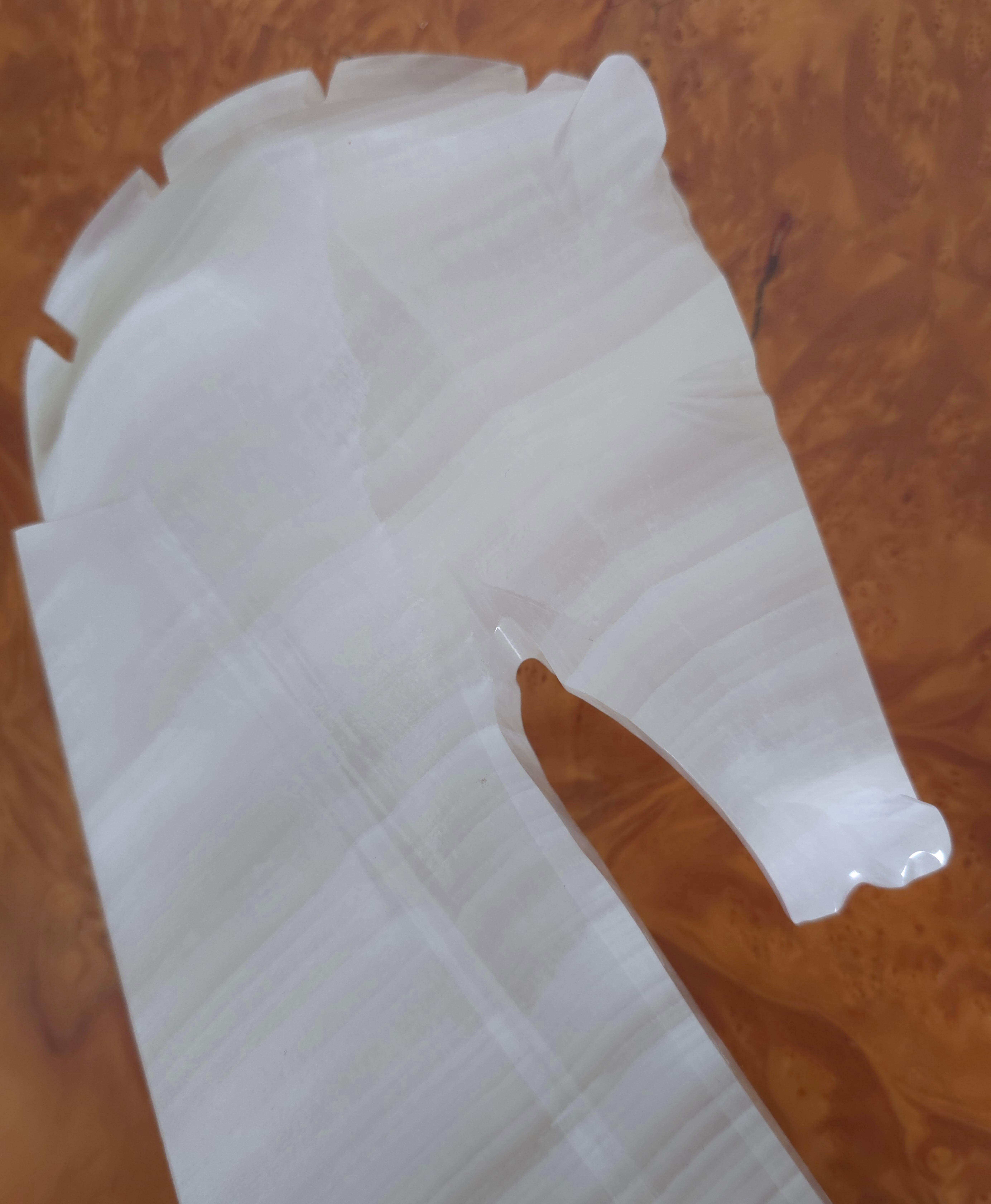 Hand-Carved Horse Head Marble Bookends