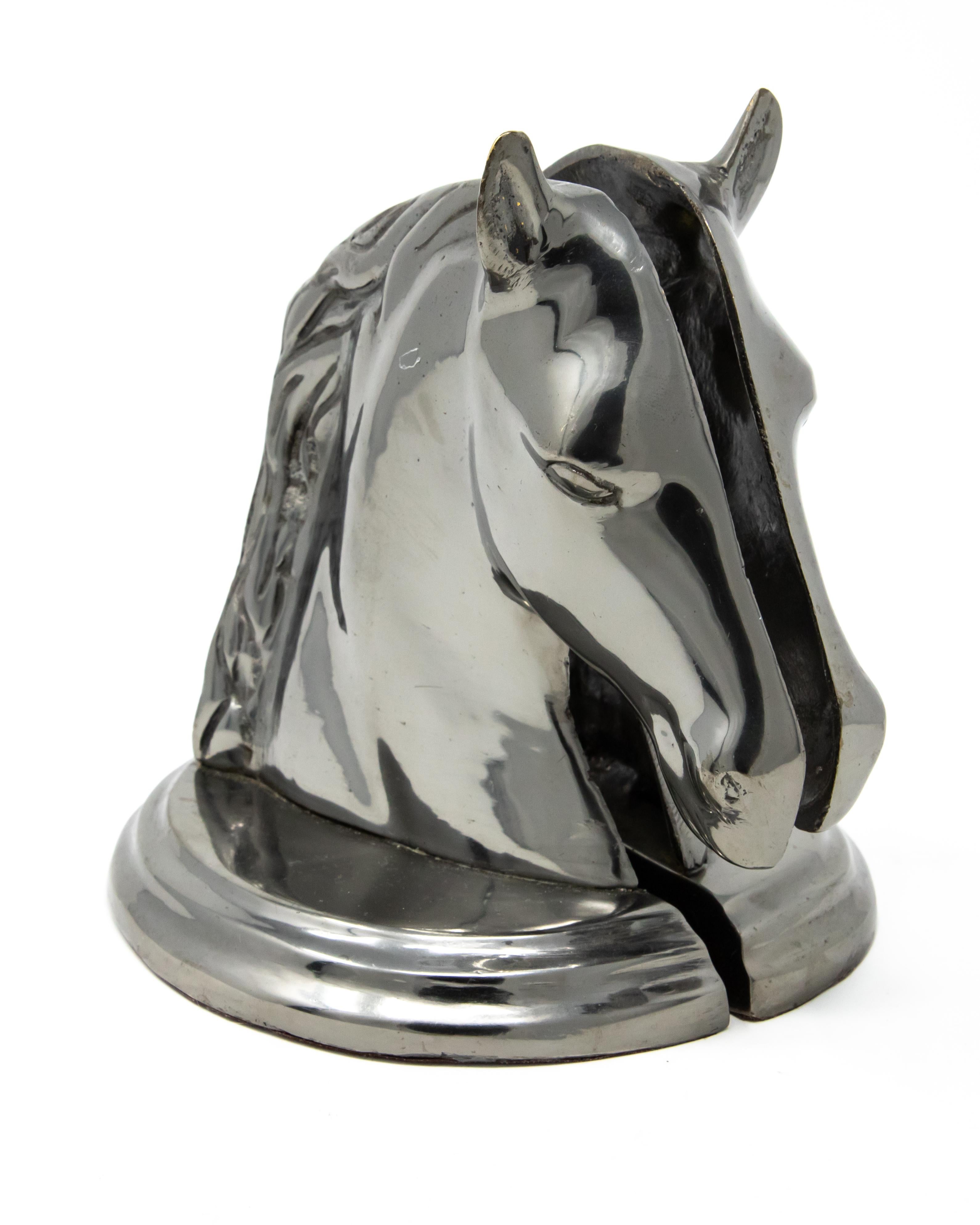 Arts and Crafts Horse Head Metal Bookends For Sale