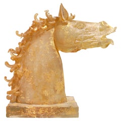 Horse Head Sculpture gold Murano Glass, Pino Signoretto and Seguso Vetri D'Arte