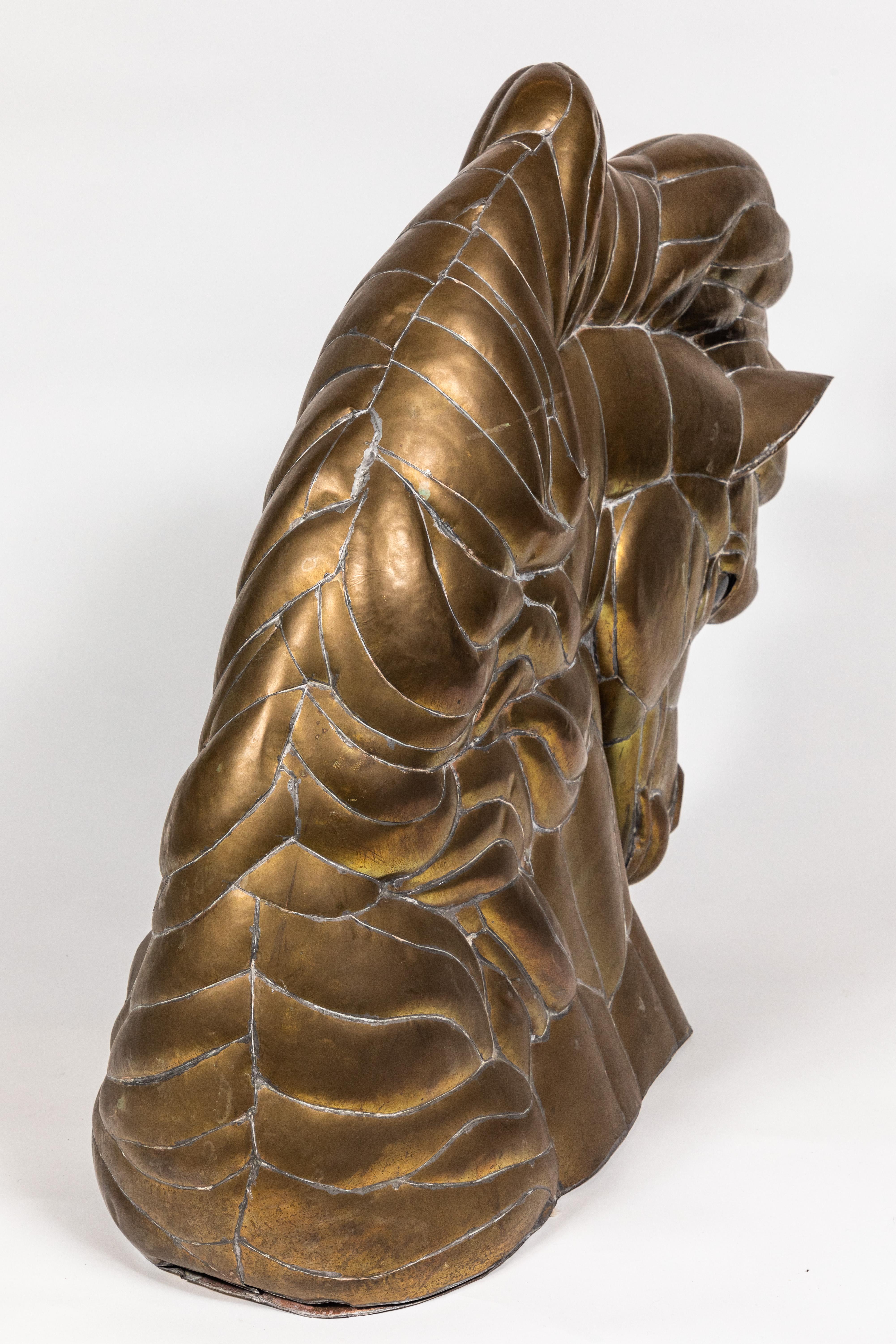 Horse Head Sculpture in Pieced Brass In Good Condition In Pasadena, CA