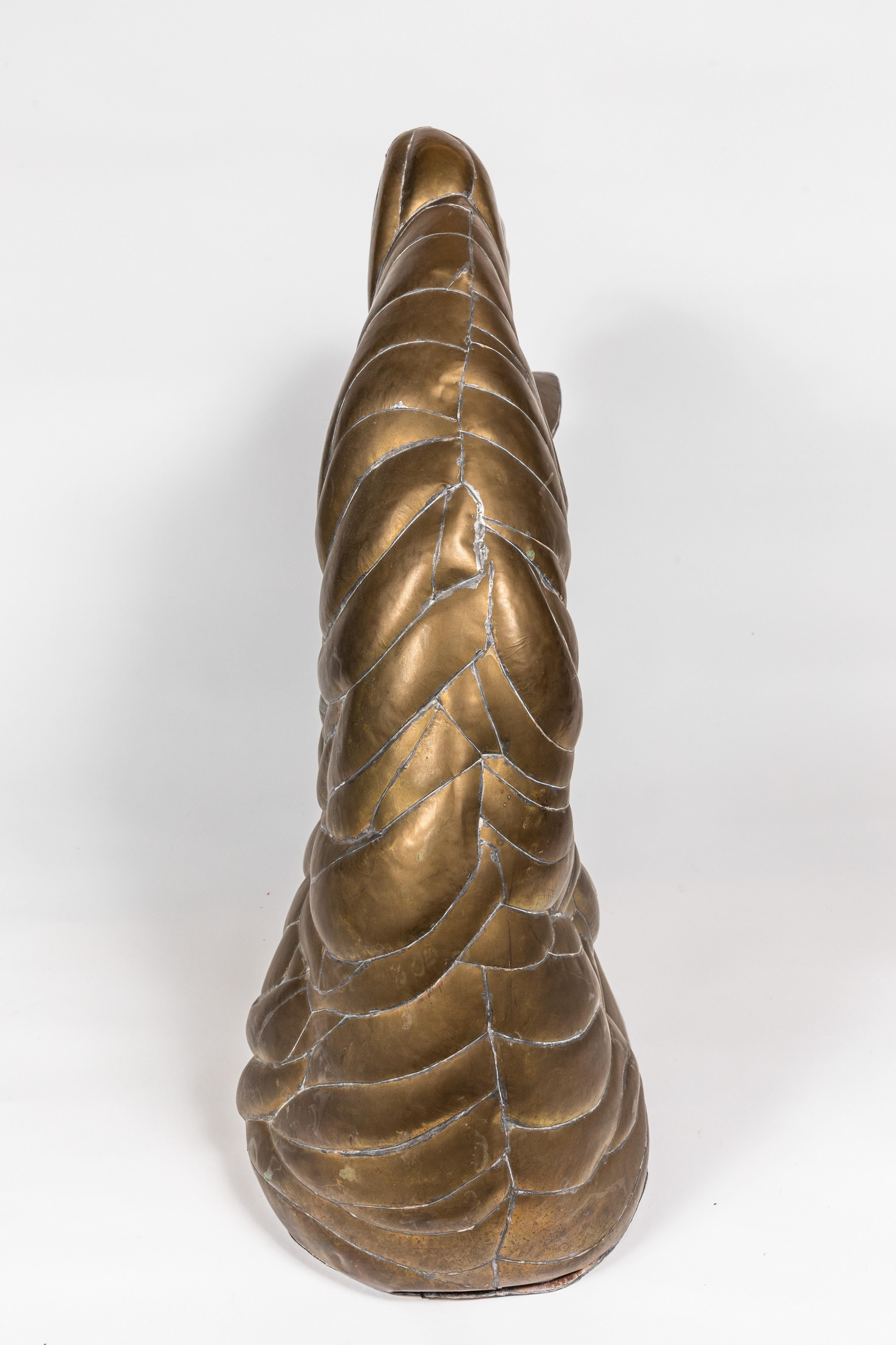 20th Century Horse Head Sculpture in Pieced Brass