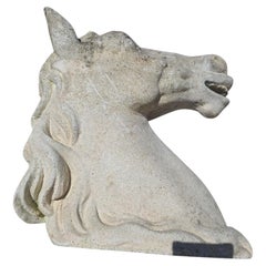 Horse Head Sculpture in Reconstituted Stone, Second Half of the 20th Century