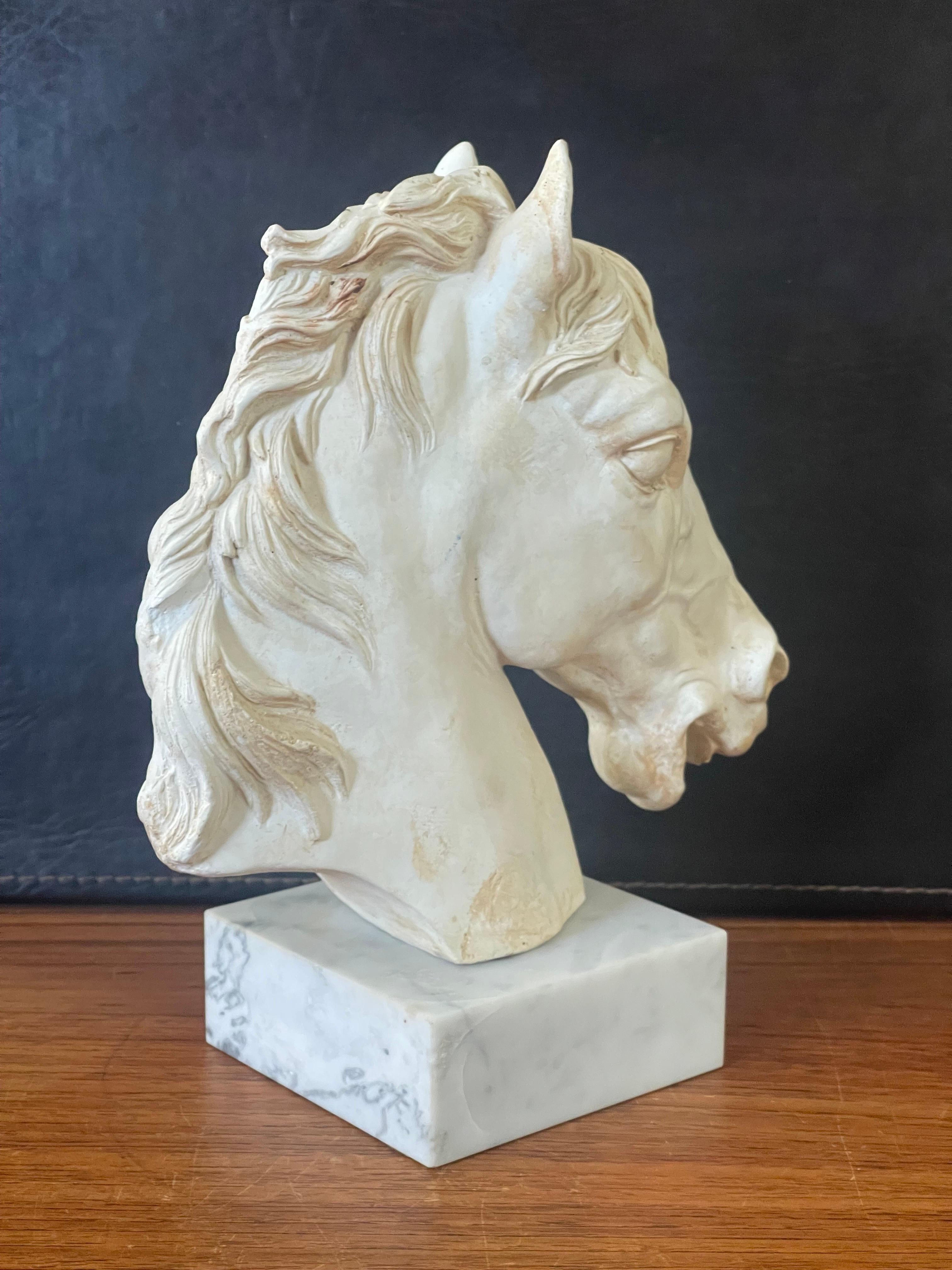 Italian Horse Head Sculpture on Marble Base