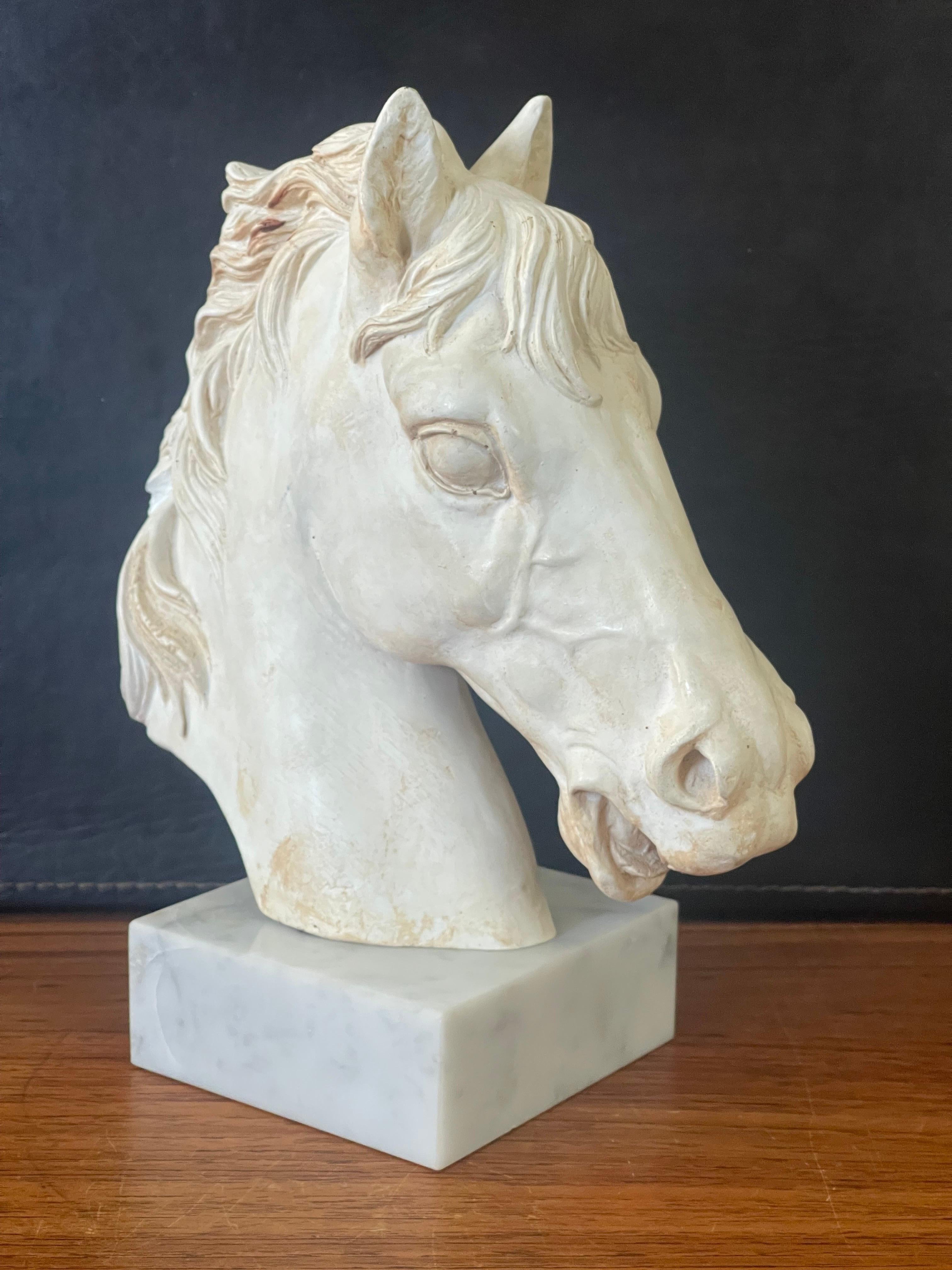 Horse Head Sculpture on Marble Base In Good Condition In San Diego, CA