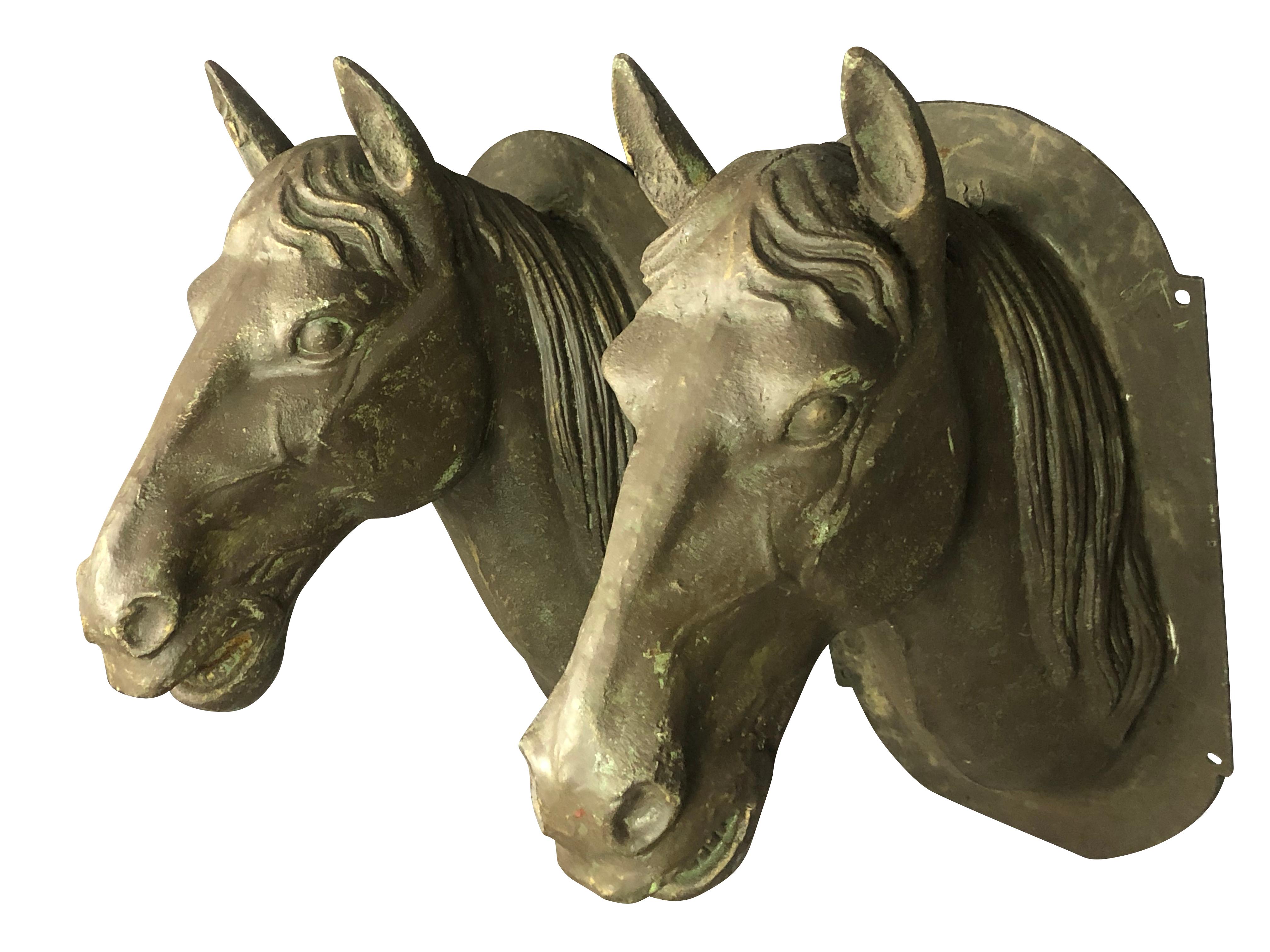 Horse Head Sculptures Life-Size Mixed Metal 4