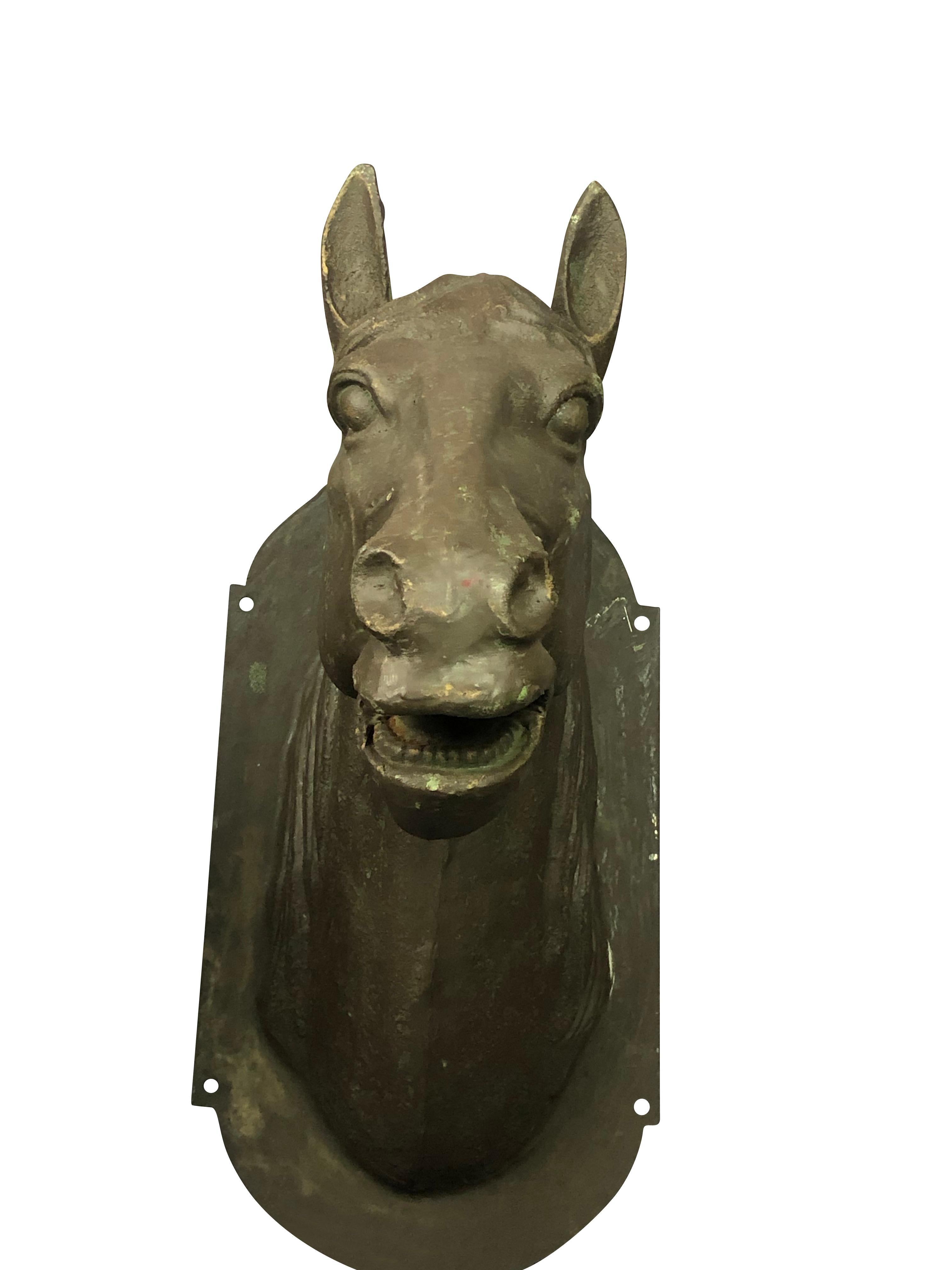 American Horse Head Sculptures Life-Size Mixed Metal