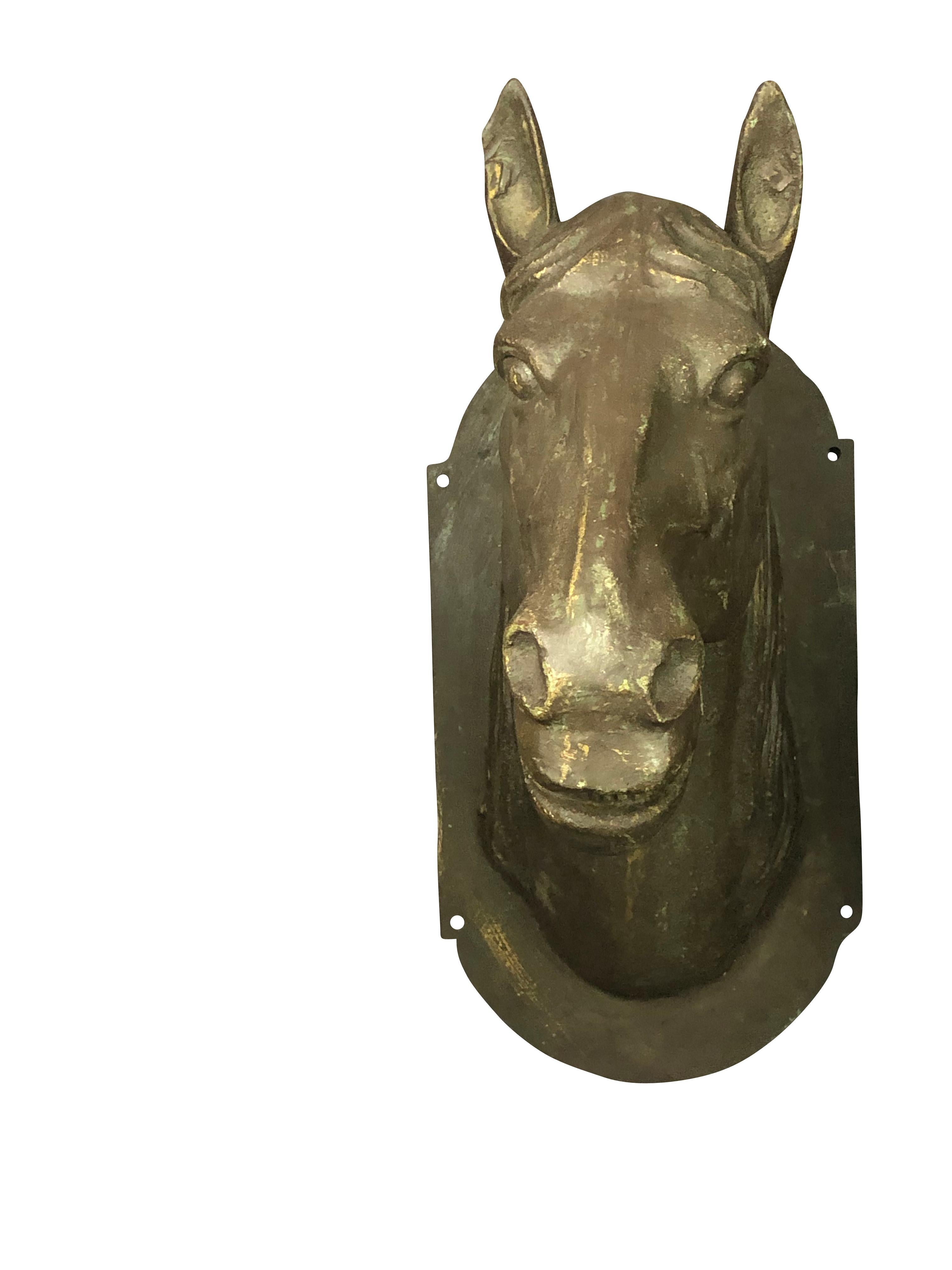Cast Horse Head Sculptures Life-Size Mixed Metal