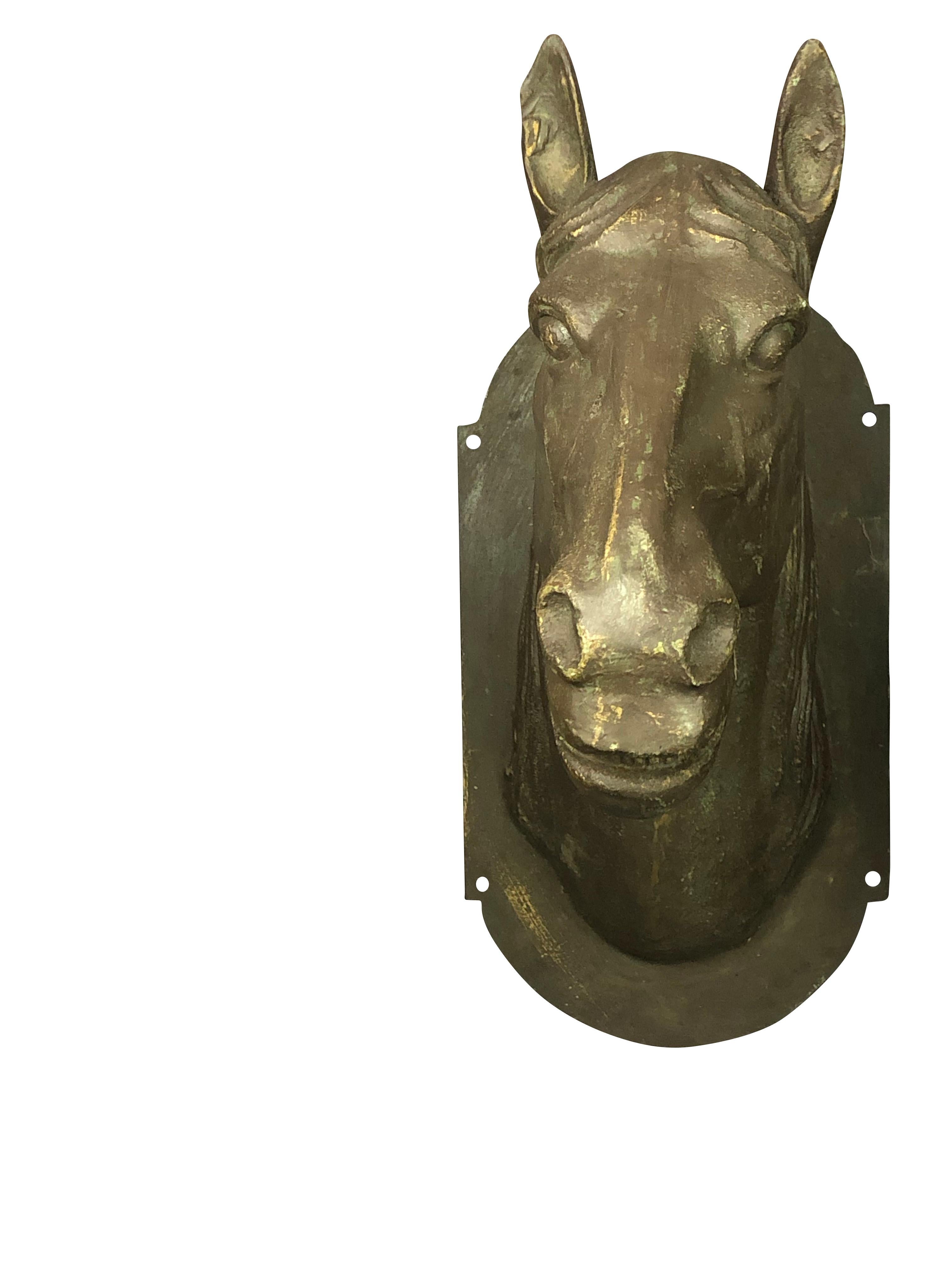 Horse Head Sculptures Life-Size Mixed Metal In Good Condition In Essex, MA