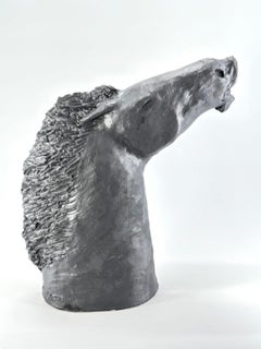 Horse Head, Ceramic Centerpiece, Handmade Without Mold, Italy, Freedom