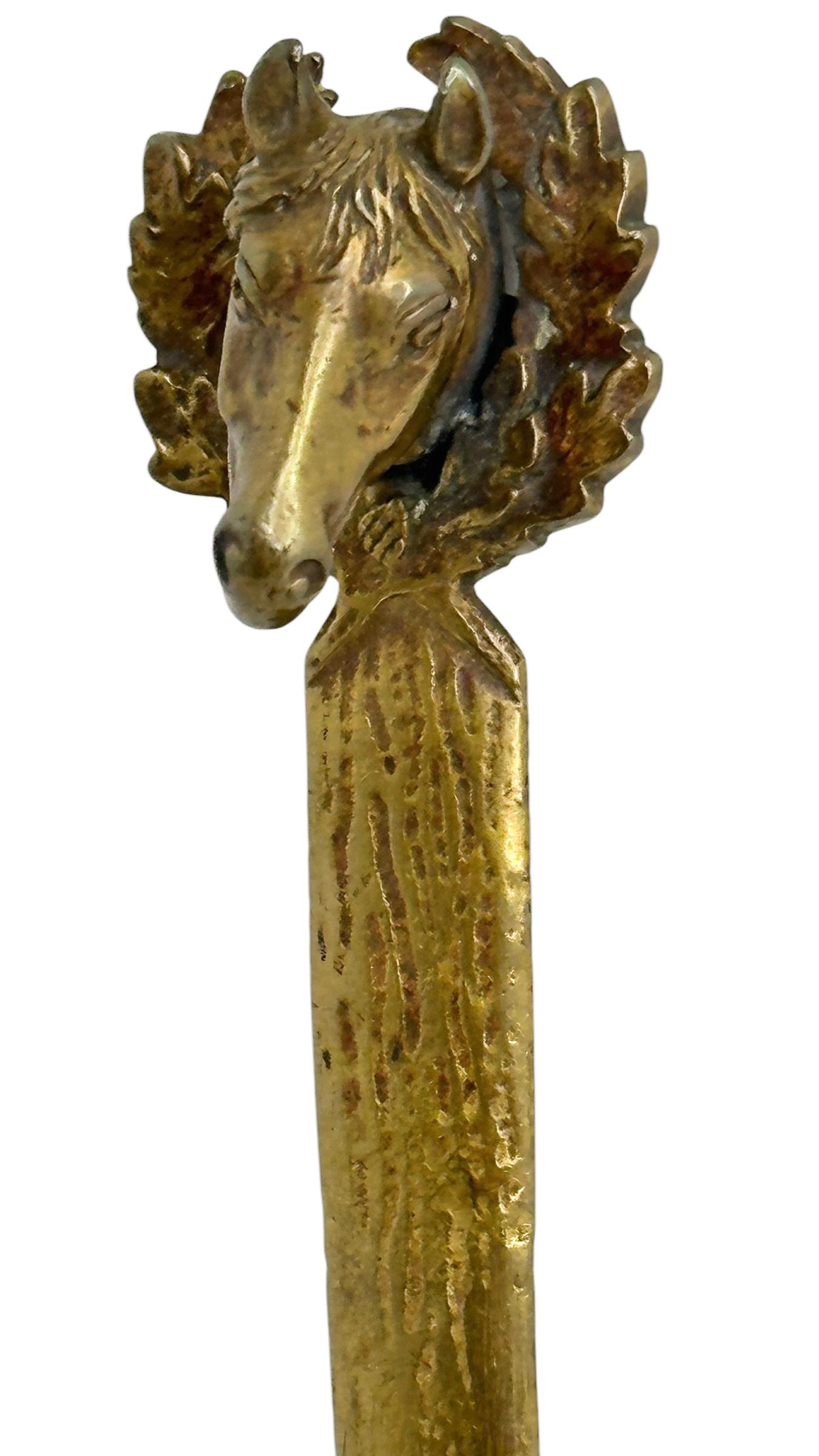 Cabeza de Caballo Vienna Bronze Abrecartas, Antiguo Austria 1910s Latón en venta