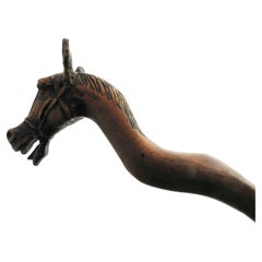 Horse Head Walking Stick Folk Art English Midcentury