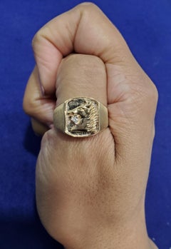 Horse Head with Diamond Signet 10k Yellow Gold
