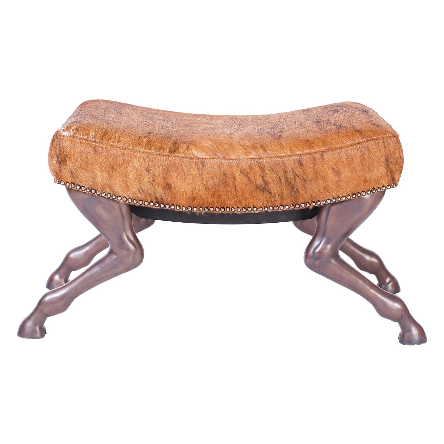 Horse Hide Bench by Theodore Alexander  For Sale