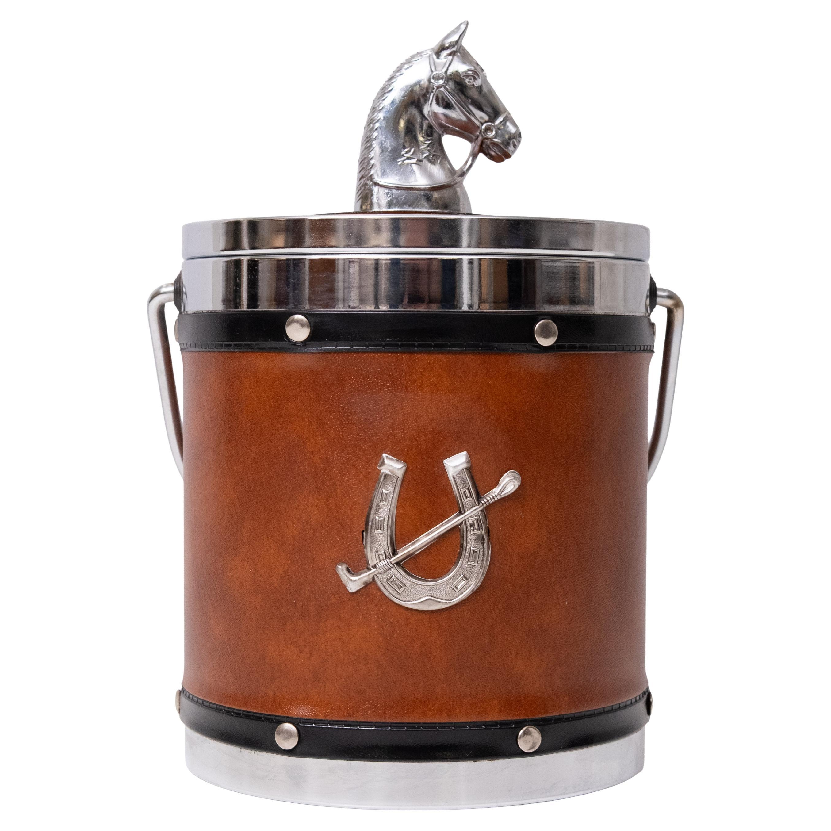 Horse Ice Bucket Box Home Bar Man Cave Kitsch Equestrian 1970
s Retro