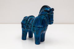 Horse in Aldo Londi's Iconic Glazed "Rimini Blu" Series for Bitossi, 1960s