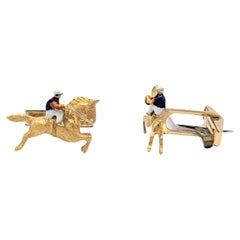 Horse Jockey Cufflinks in 14K Yellow Gold