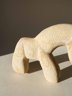 Horse Limestone Sculpture, Naïve Art, France 1970s