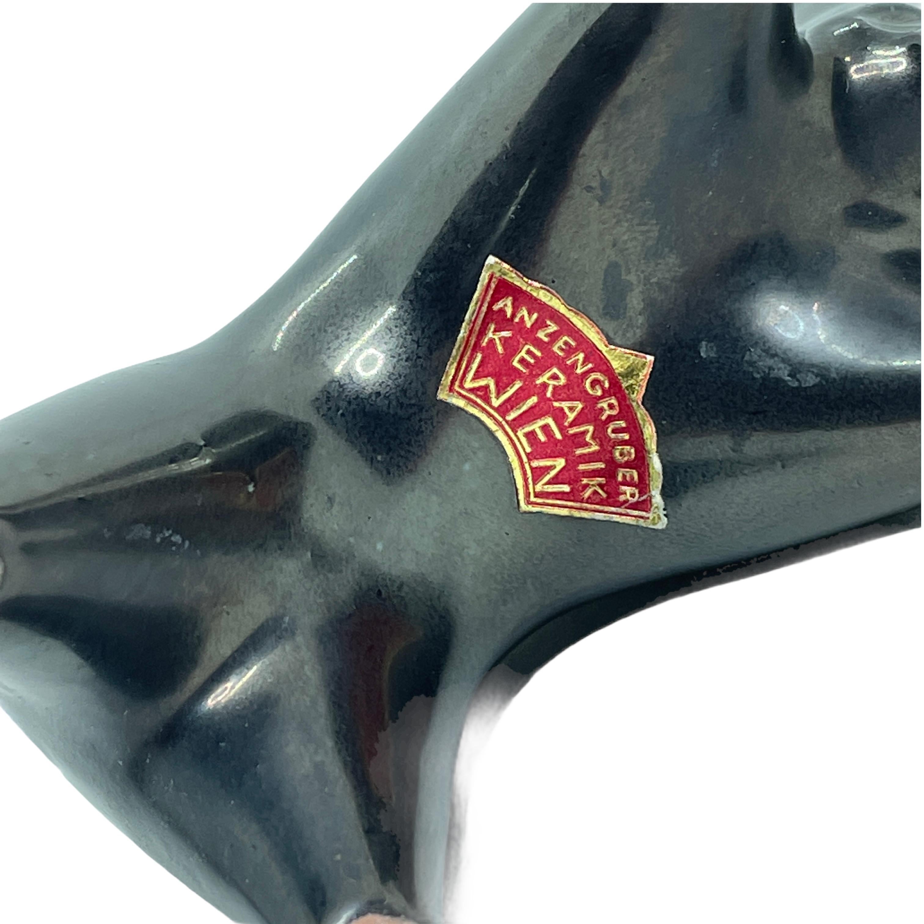 Glazed Horse Midcentury Ceramic Toothpick Stand by Leopold Anzengruber, Vienna Austria For Sale
