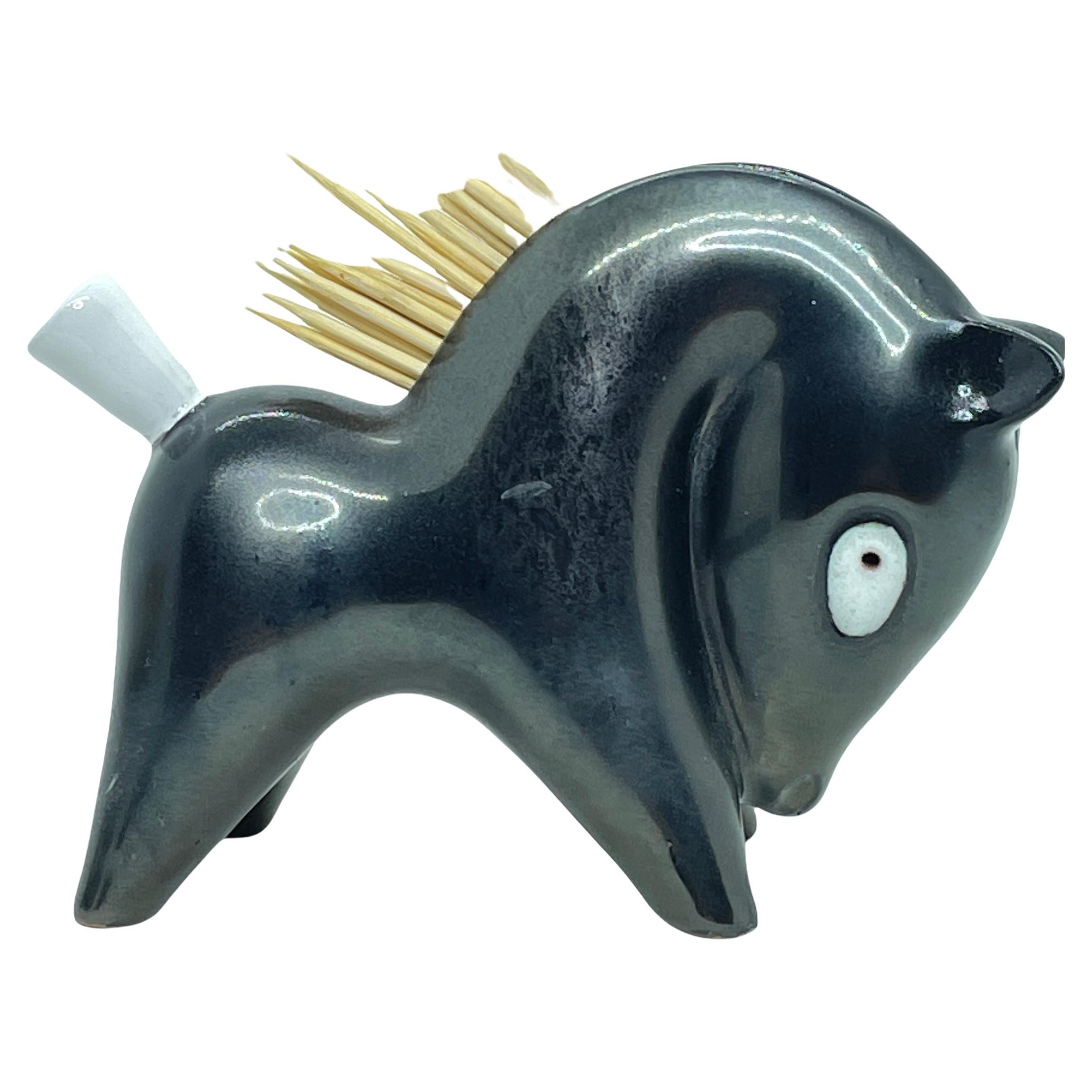 Horse Midcentury Ceramic Toothpick Stand by Leopold Anzengruber, Vienna Austria For Sale