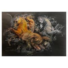 Horse on Black Sky, Pencil Fat by Giuseppe Colin, 1990