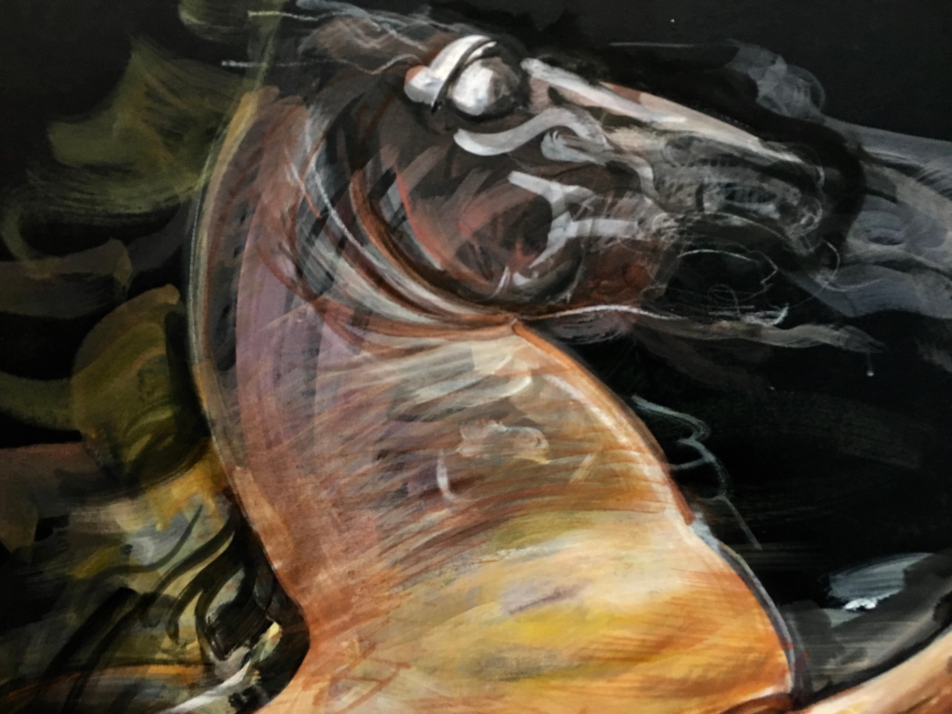 Horse on Black Sky, Pencil Fat by Giuseppe Colin, 1990 4