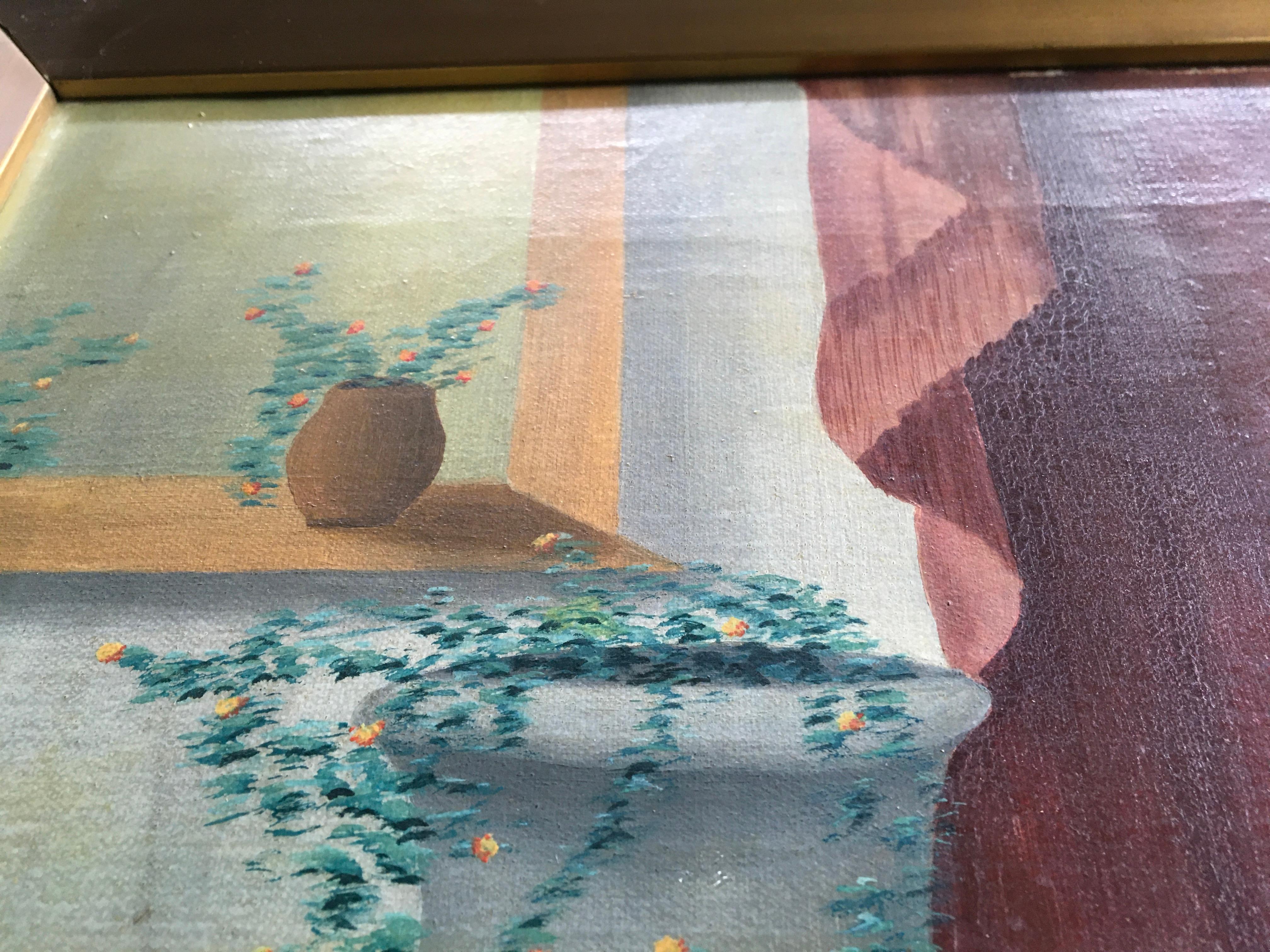 Horse on Wheels Toy Framed Painting For Sale 7