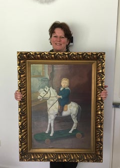 Horse on Wheels Toy Framed Painting