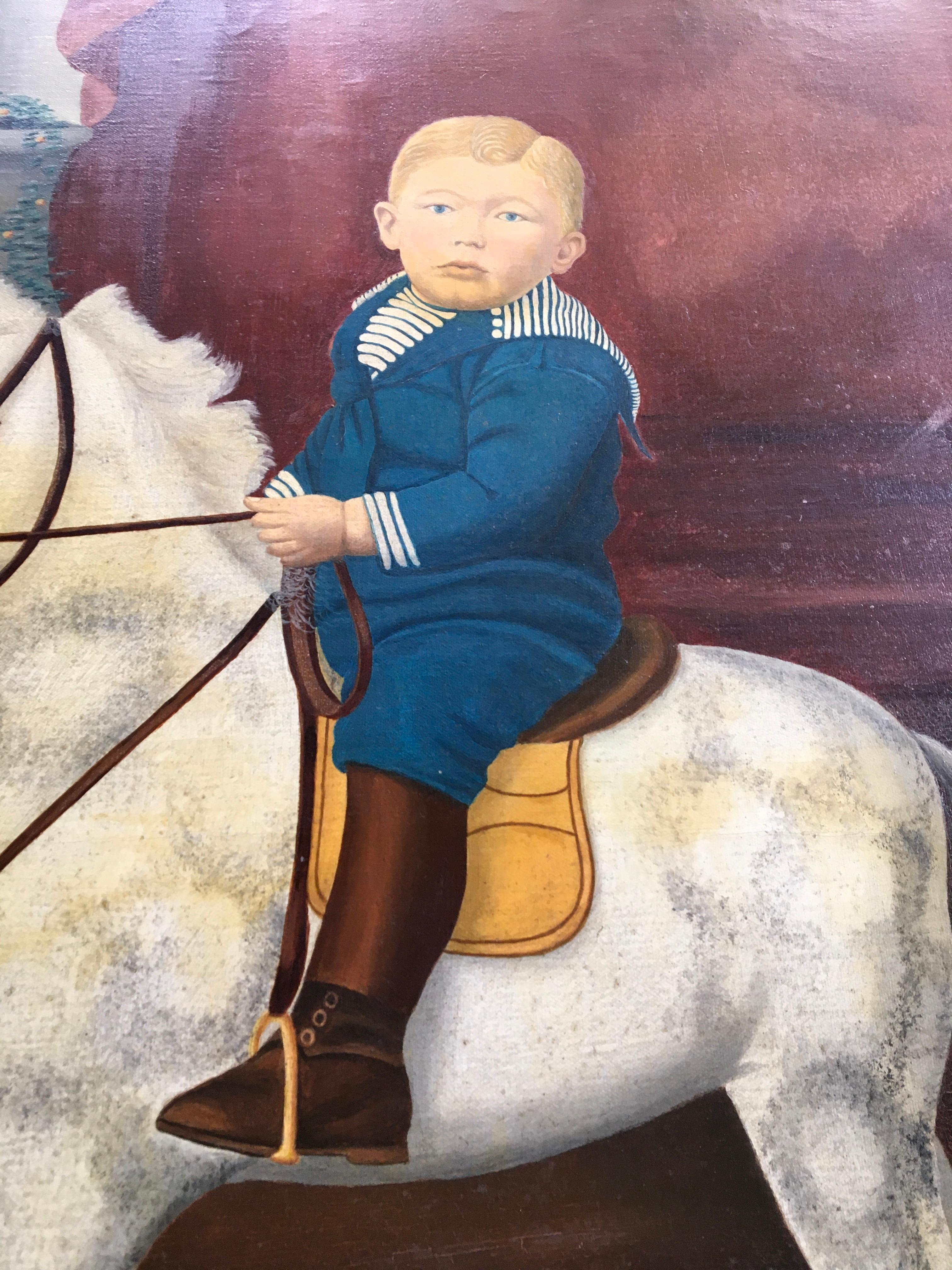 Horse on Wheels, Spielzeug, gerahmtes Gemälde  (Belgisch) im Angebot