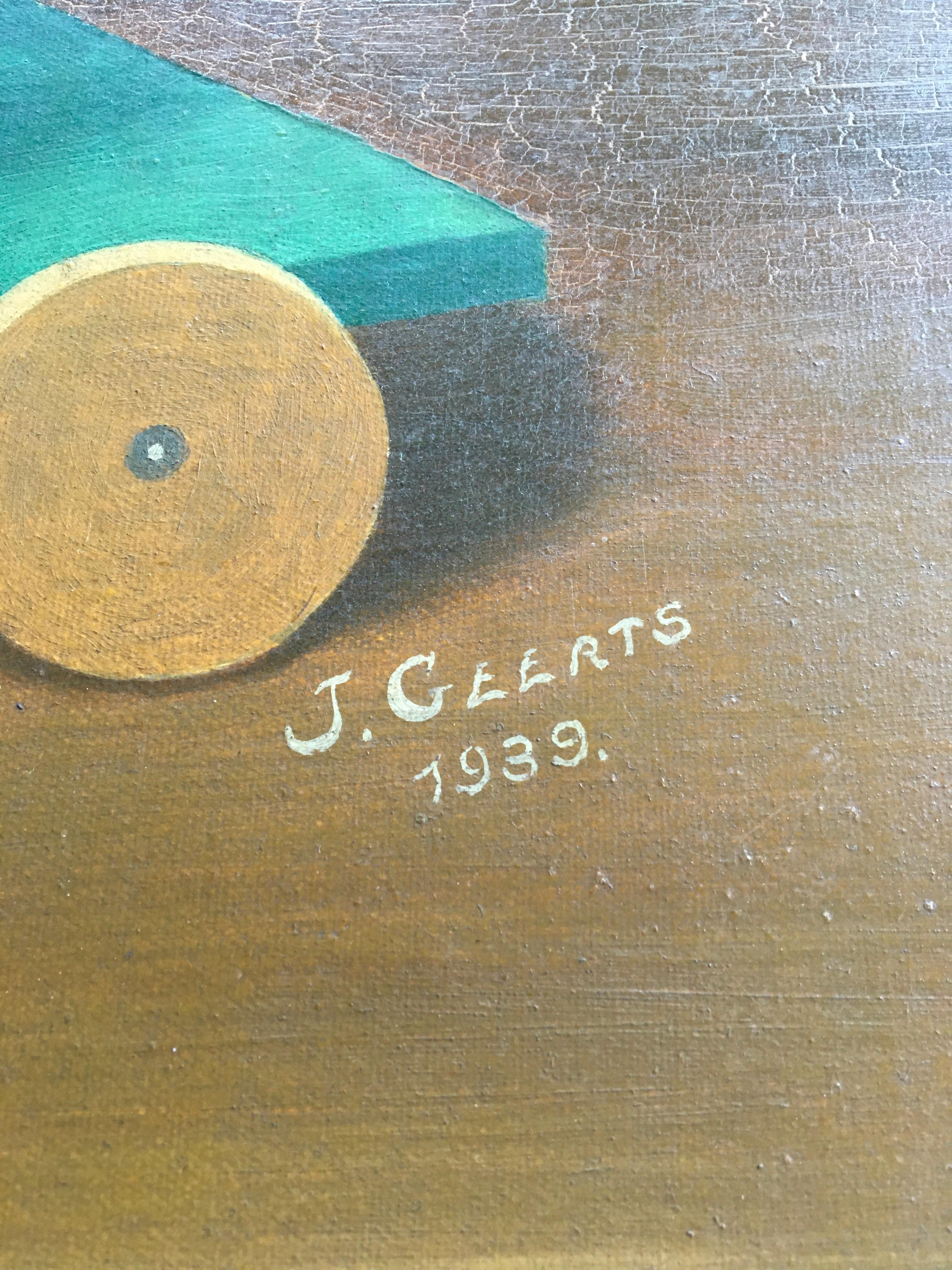 20ième siècle Peinture encadrée Cheval sur roues jouant  en vente