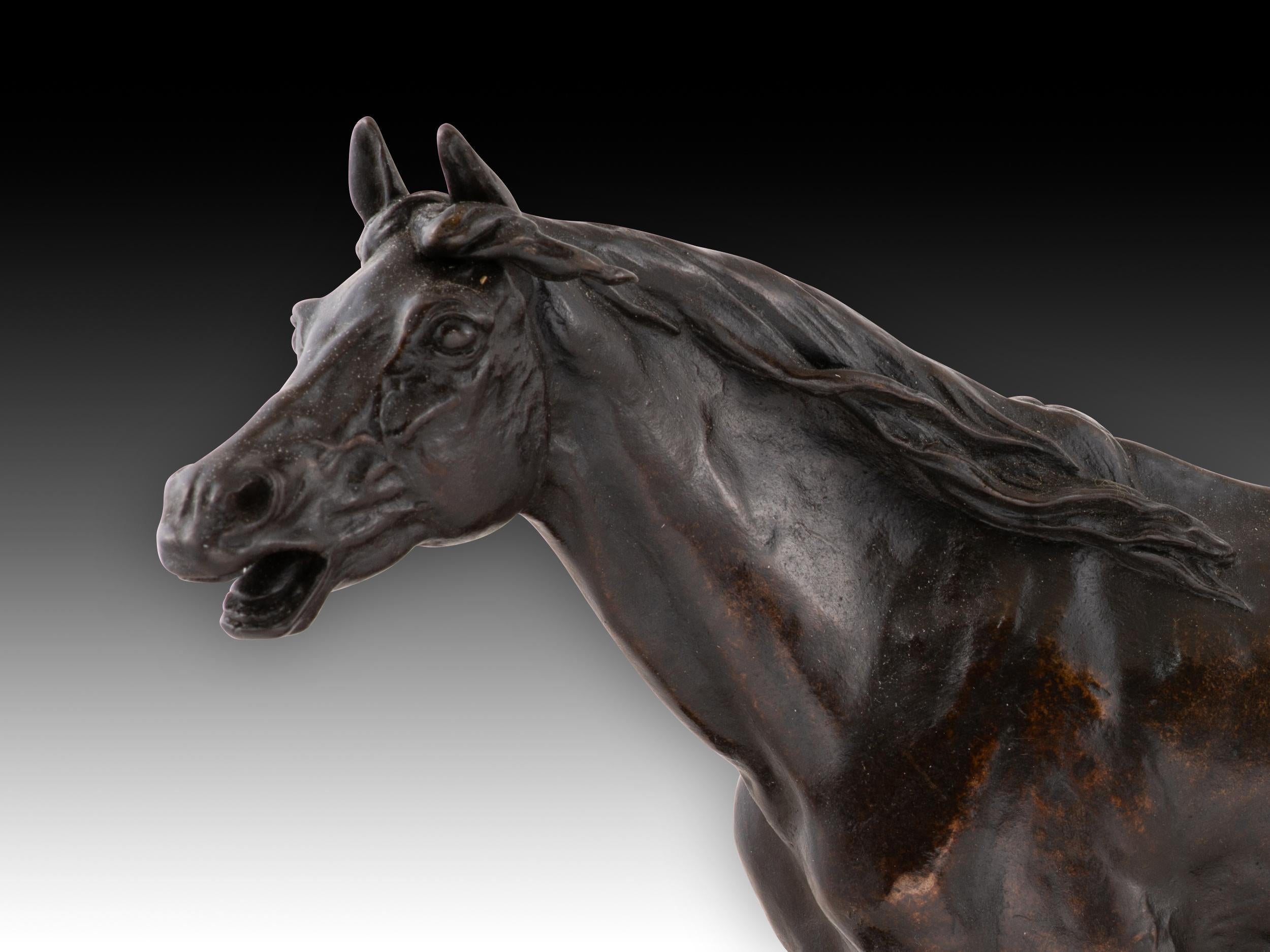 Cavallo. Metallo patinato. XIX secolo. in vendita 3