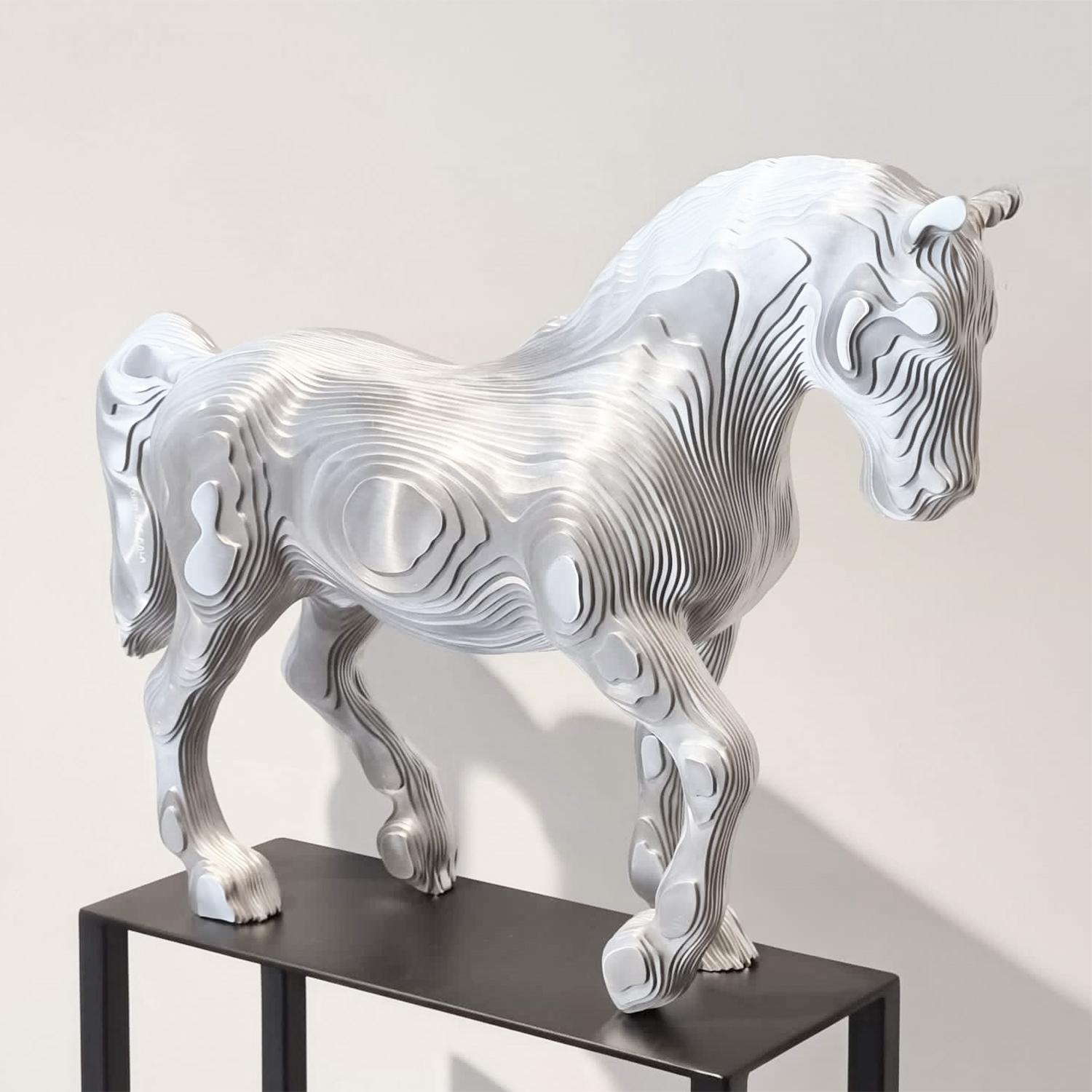 Welded Horse Polished Sculpture For Sale