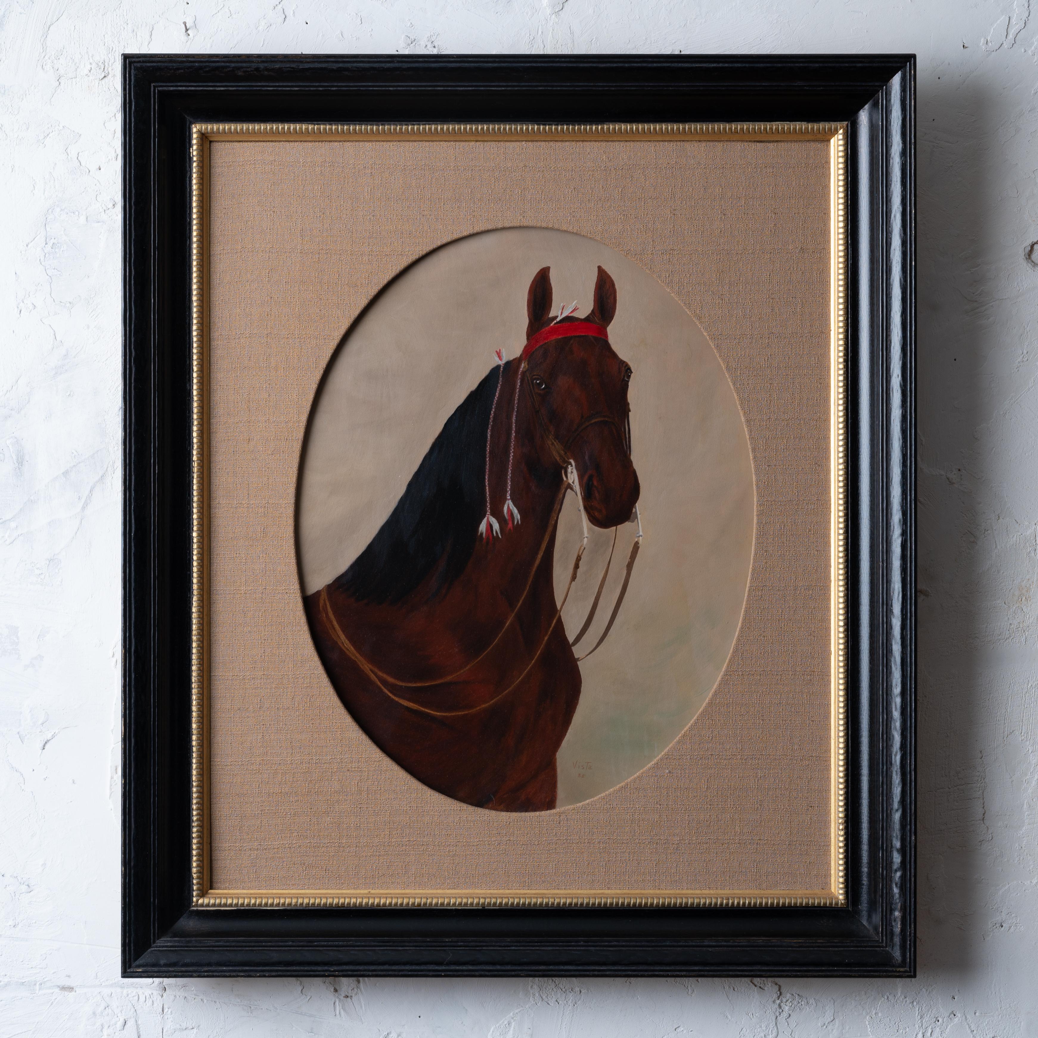 Wood Horse Portrait Paintings by Vista, 1955 For Sale