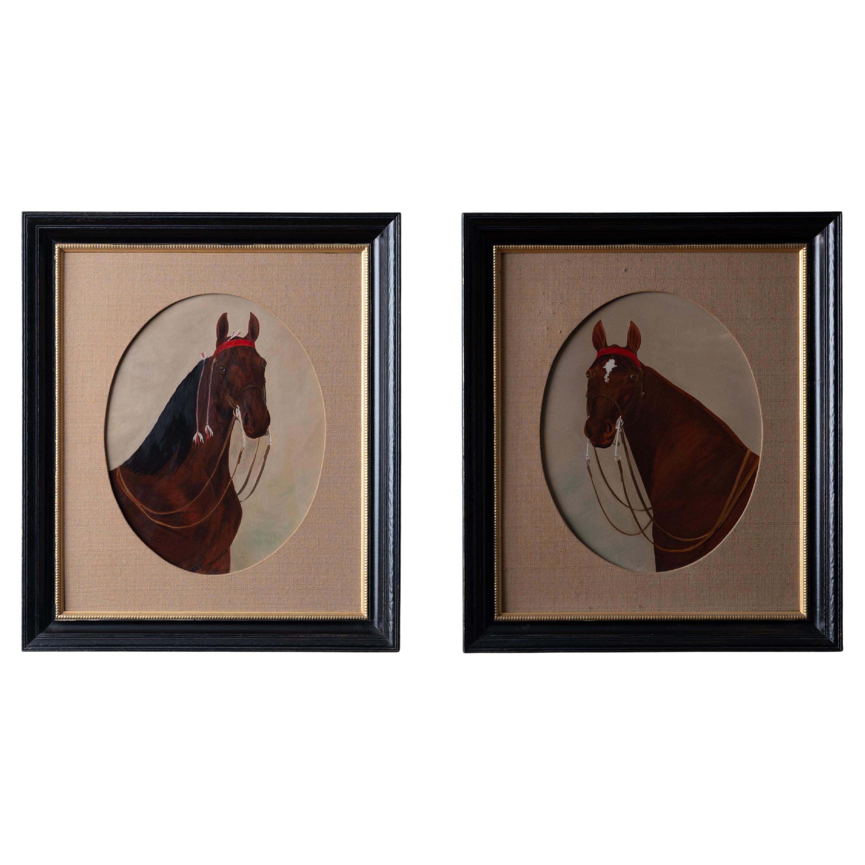 Horse Portrait Paintings by Vista, 1955 For Sale